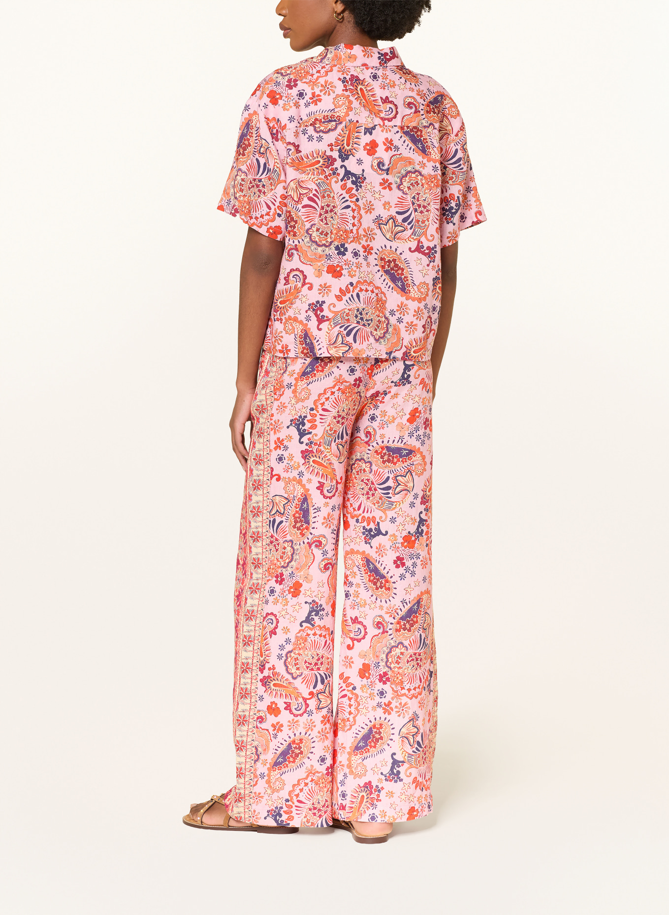 MRS & HUGS Hemdbluse aus Leinen: ROT / DUNKELLILA / PINK