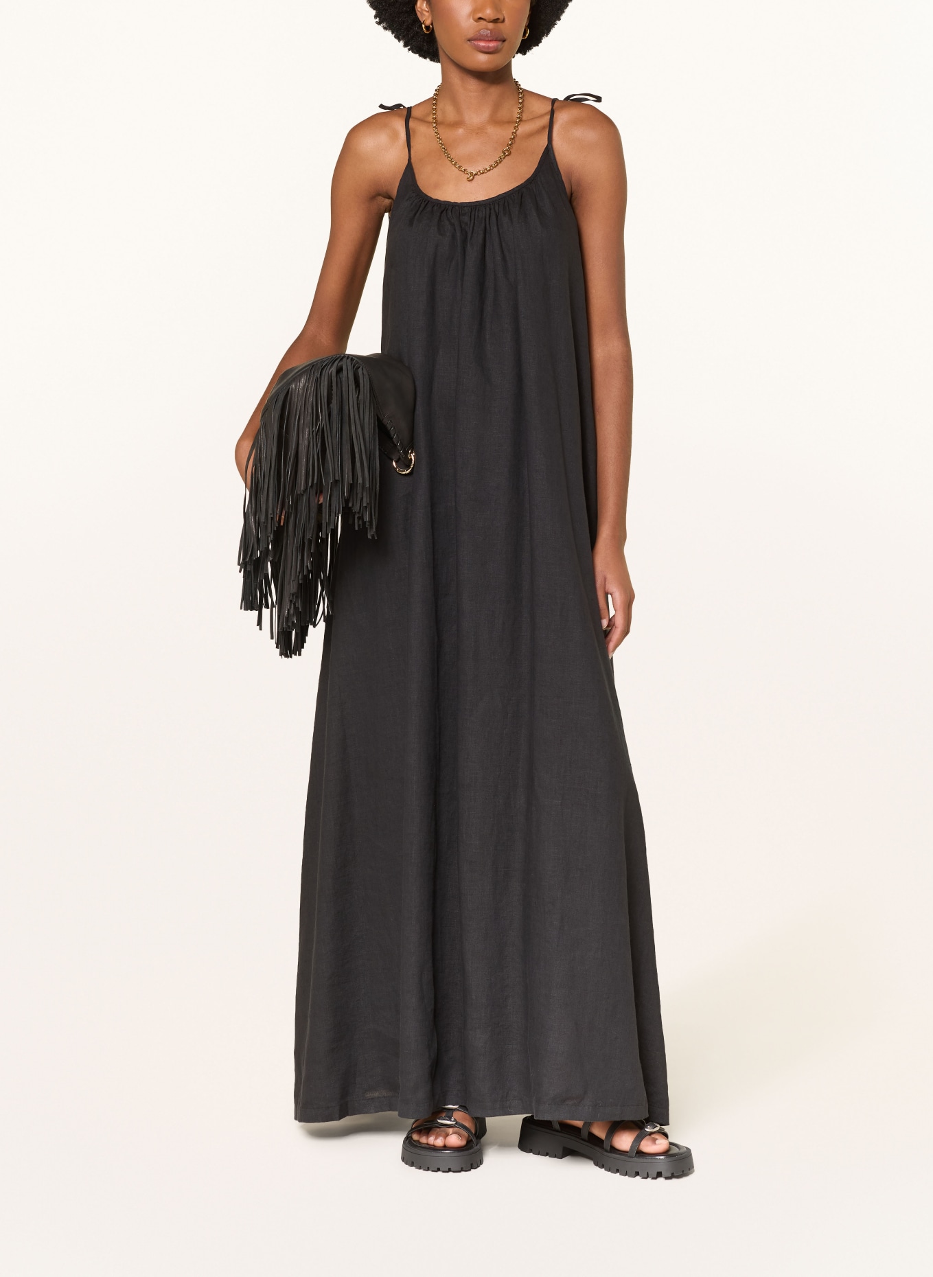 MRS & HUGS plátěné šaty: ČERNÁ