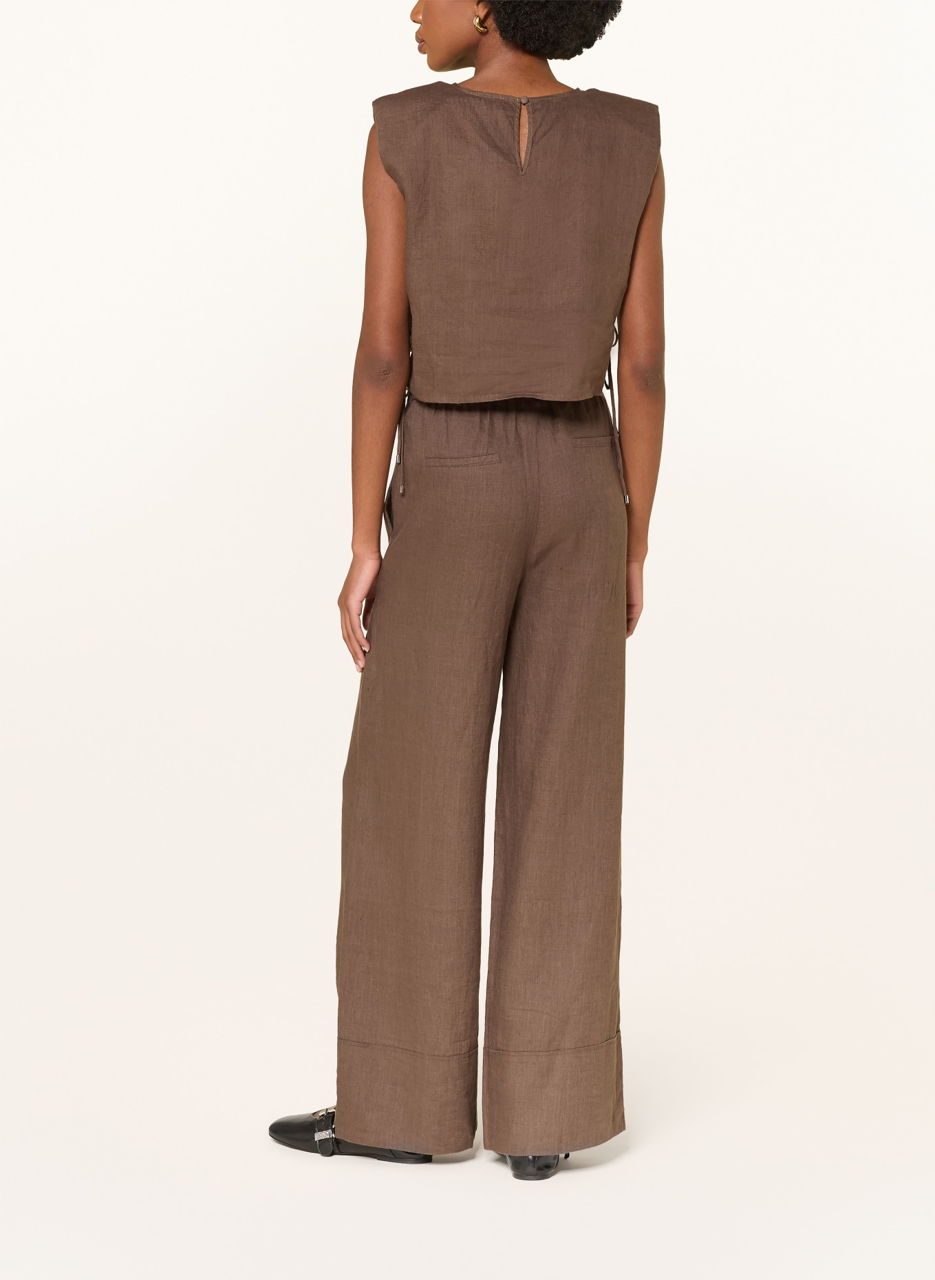 MRS & HUGS Marlenehose aus Leinen: DUNKELBRAUN