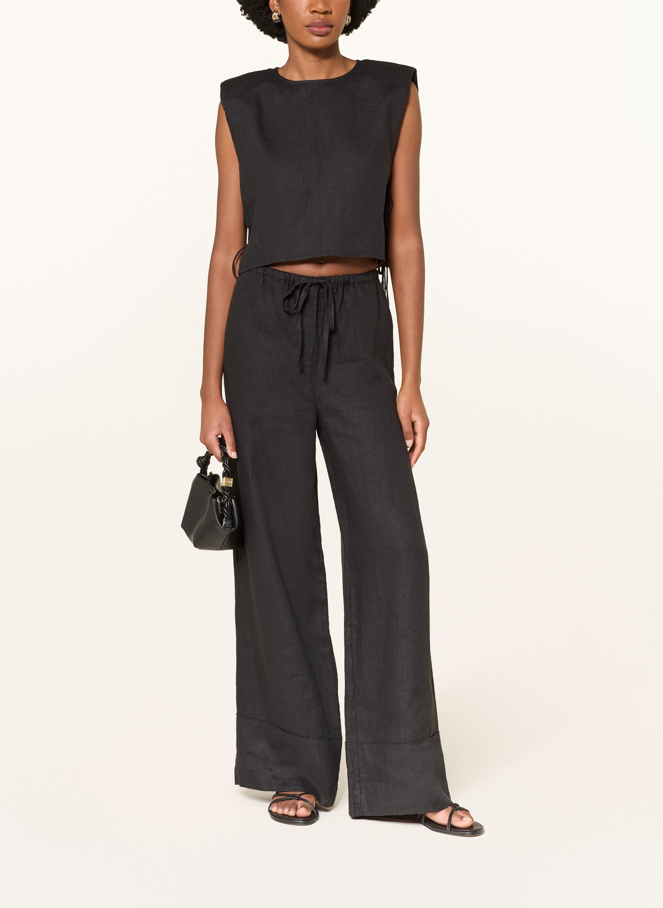 MRS & HUGS Marlenehose aus Leinen: SCHWARZ