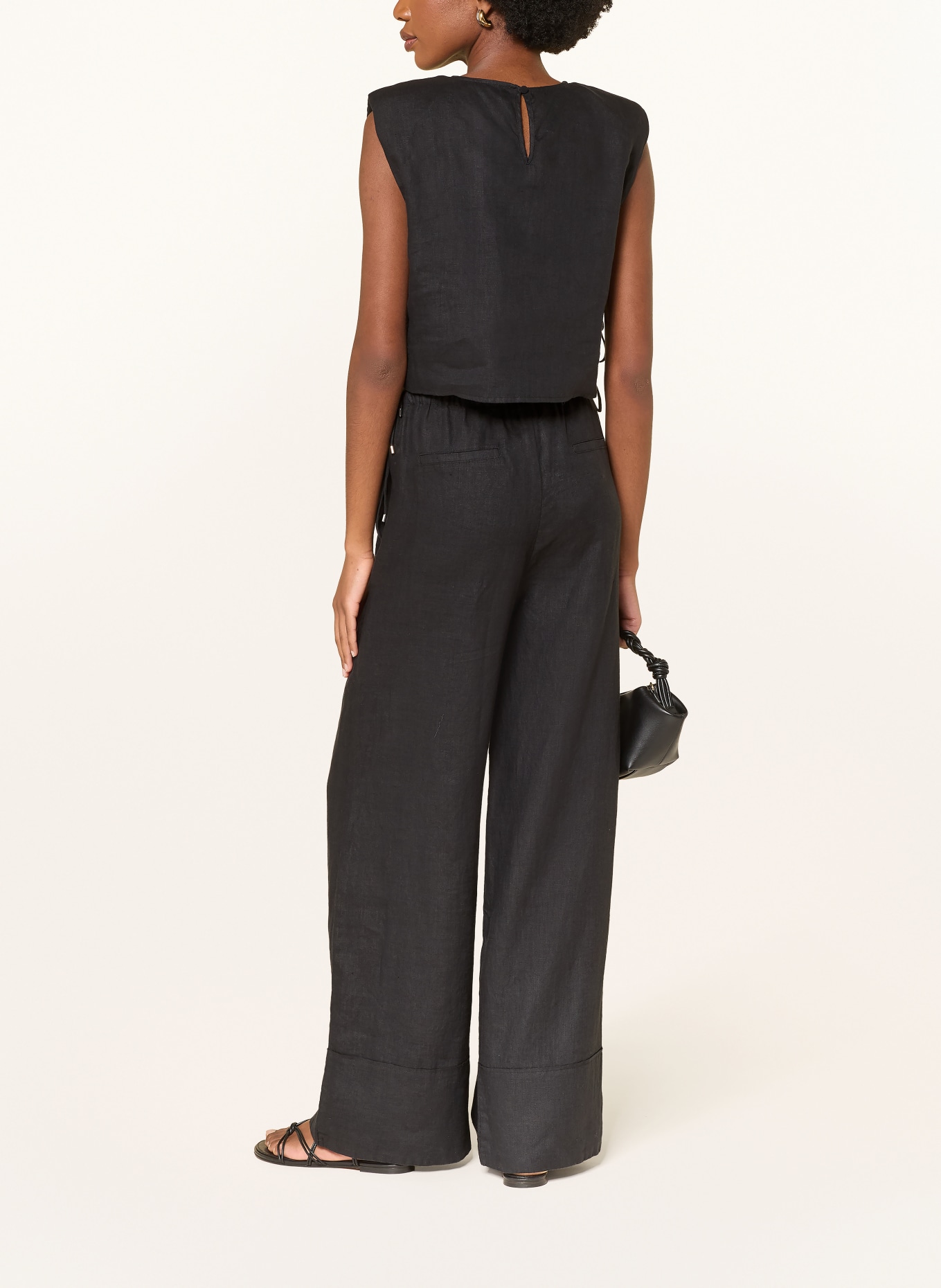 MRS & HUGS Marlenehose aus Leinen: SCHWARZ