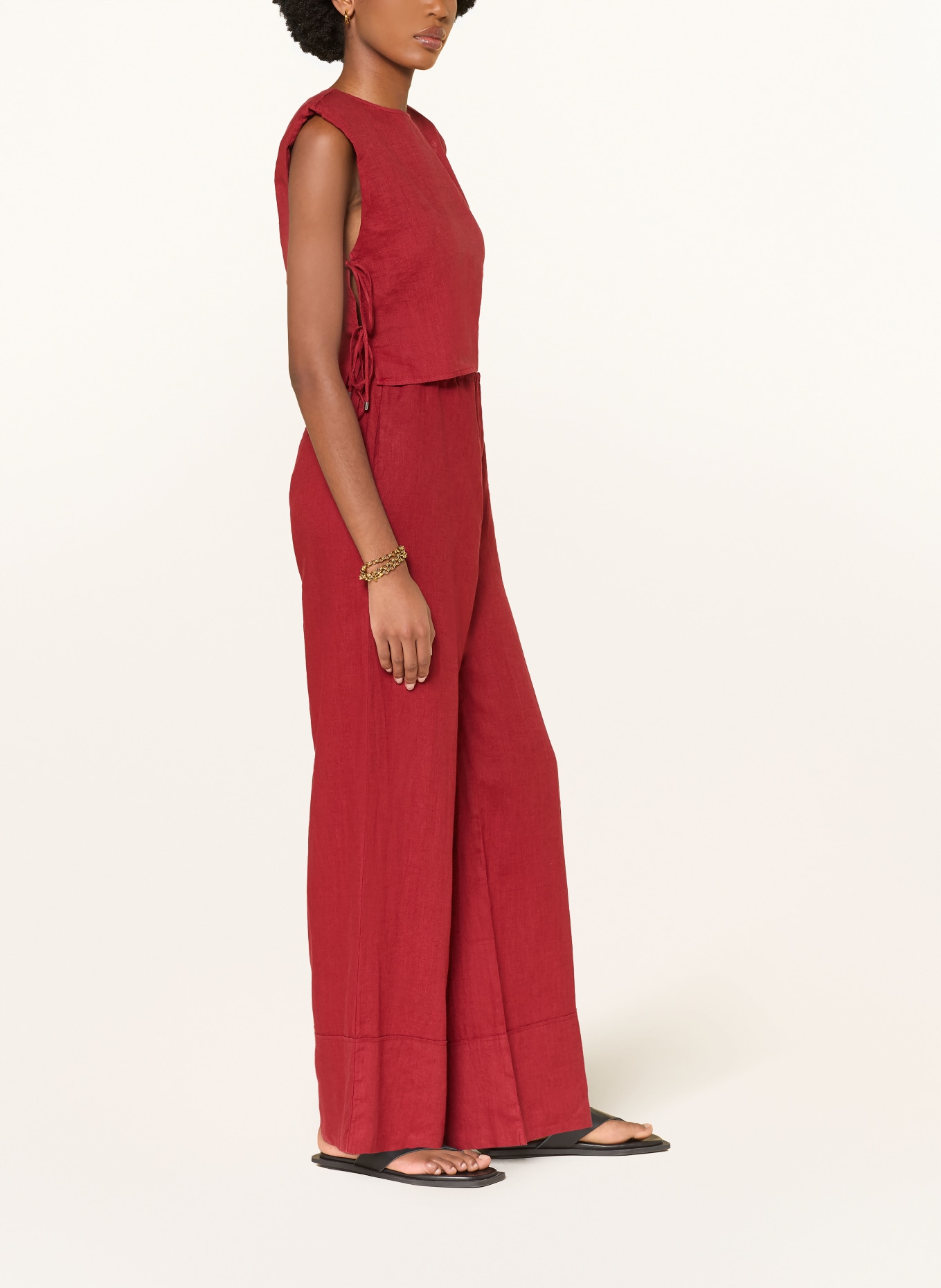 MRS & HUGS Marlenehose aus Leinen: DUNKELROT