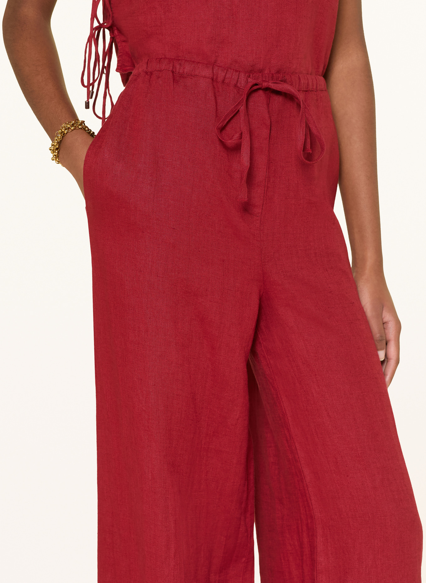 MRS & HUGS Marlenehose aus Leinen: DUNKELROT