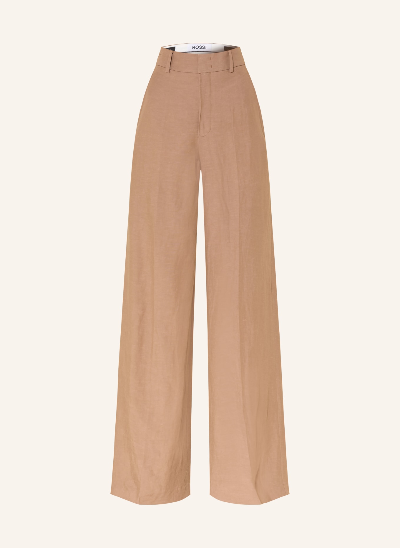 ROSSI Spodnie Marlene IVON z lnem: BRĄZOWY