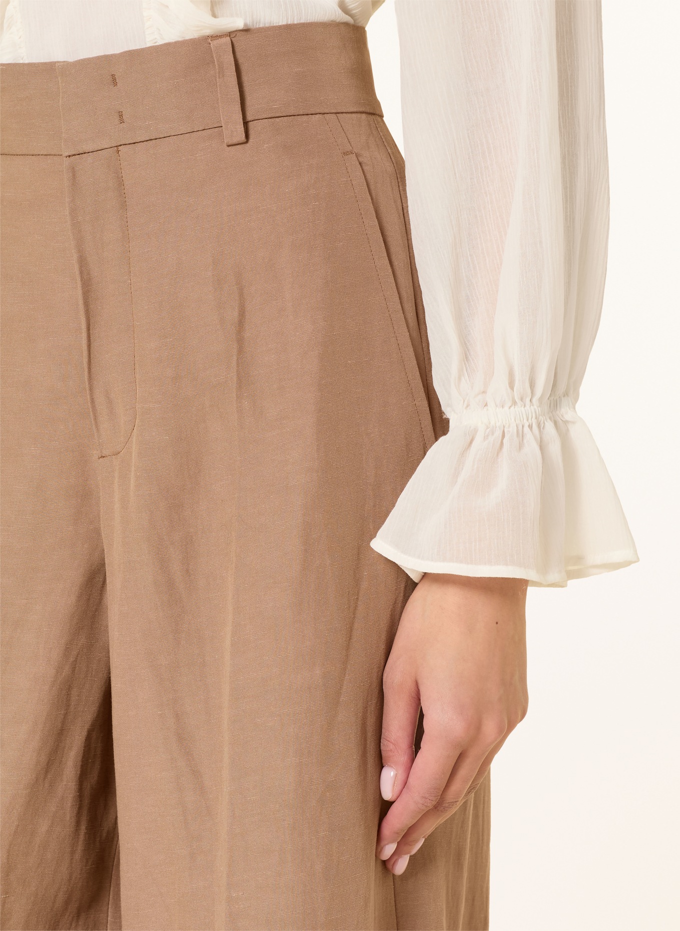 ROSSI Spodnie Marlene IVON z lnem: BRĄZOWY