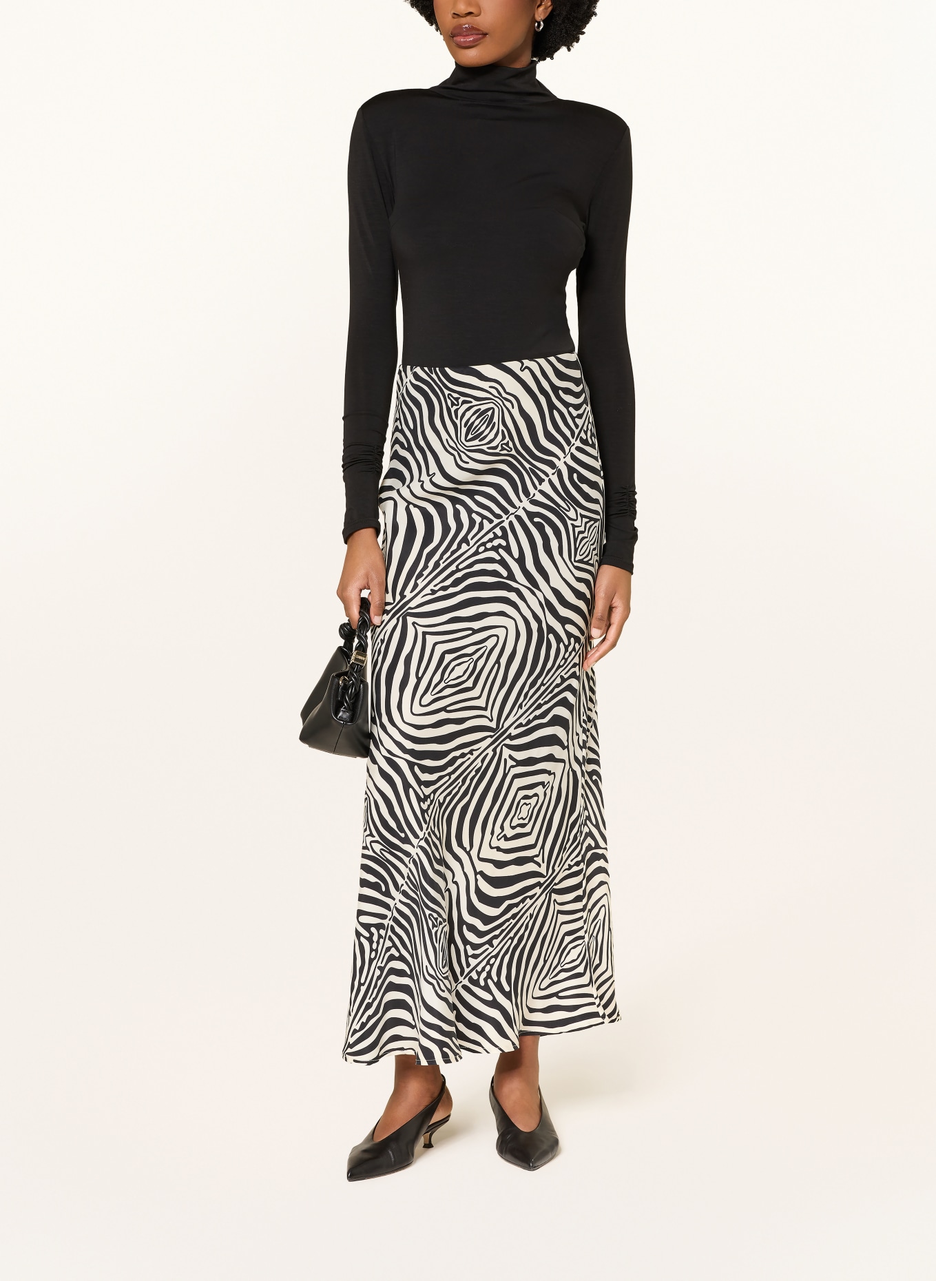 UNDRESS CODE Satin skirt KALA: CREAM / BLACK