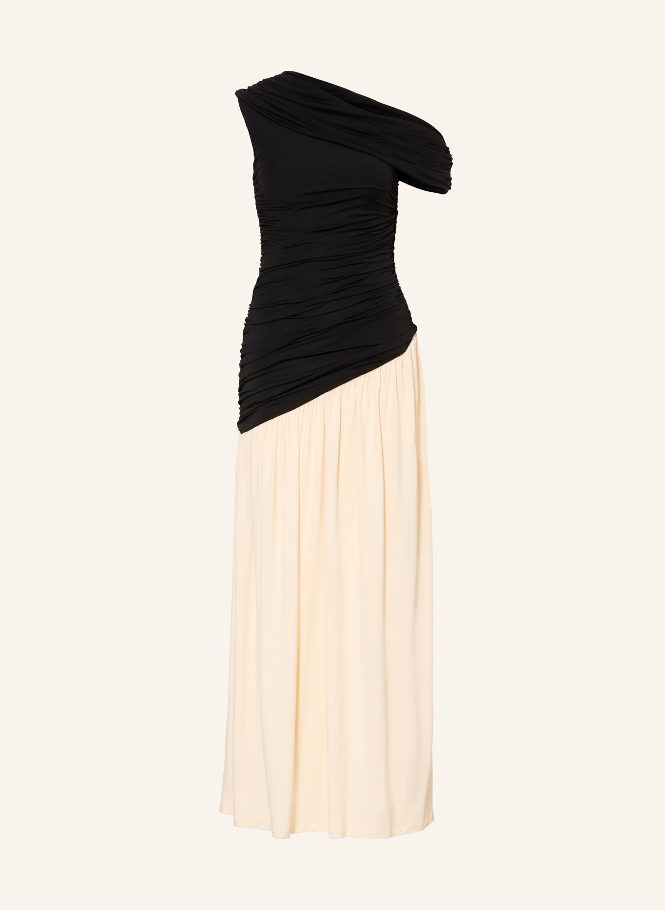 UNDRESS CODE STARS ALIGN one-shoulder jersey dress: BLACK / CREAM