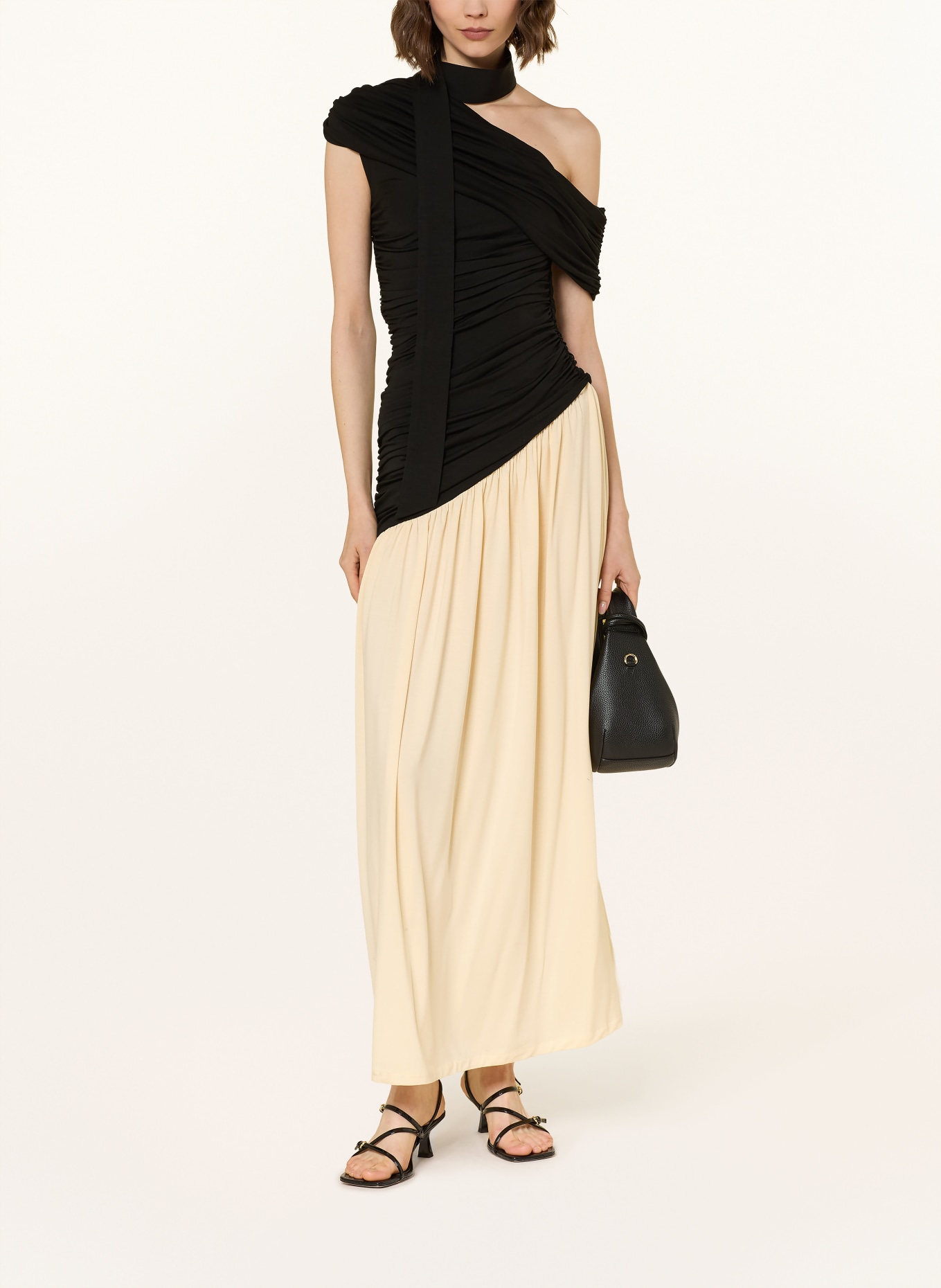 UNDRESS CODE STARS ALIGN one-shoulder jersey dress: BLACK / CREAM