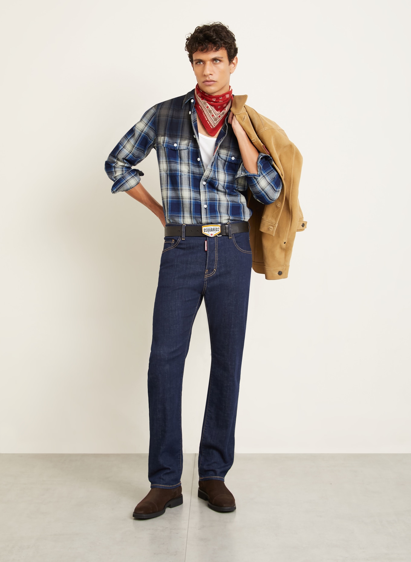 DSQUARED2 Koszula Comfort Fit: GRANATOWY / ECRU / NIEBIESKI