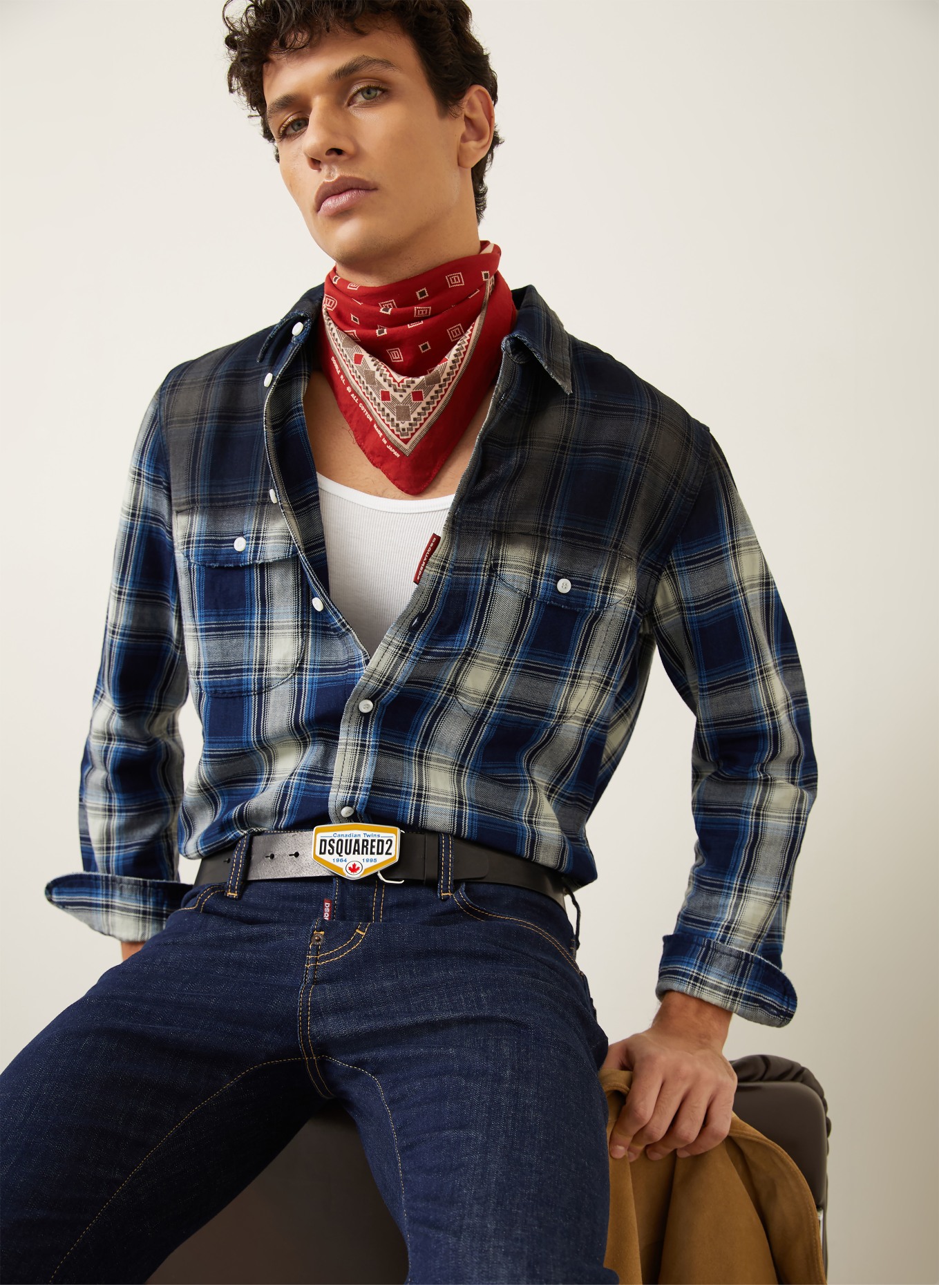 DSQUARED2 Koszula Comfort Fit: GRANATOWY / ECRU / NIEBIESKI