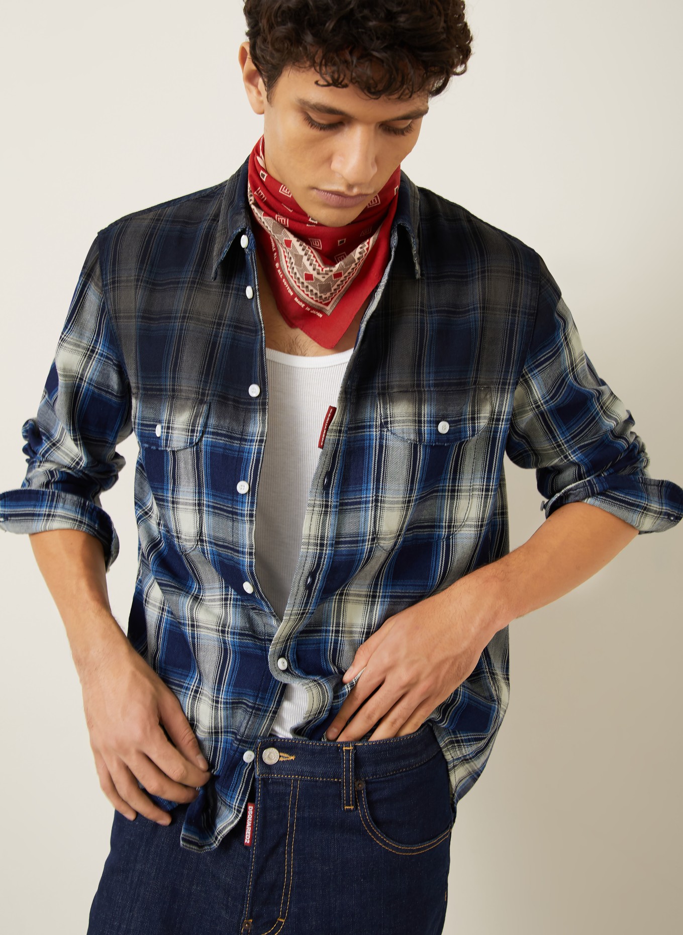 DSQUARED2 Koszula Comfort Fit: GRANATOWY / ECRU / NIEBIESKI