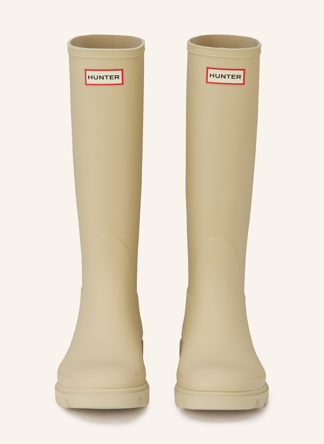 HUNTER DOWNPOUR TALL rubber boots: BEIGE / RED / BLACK
