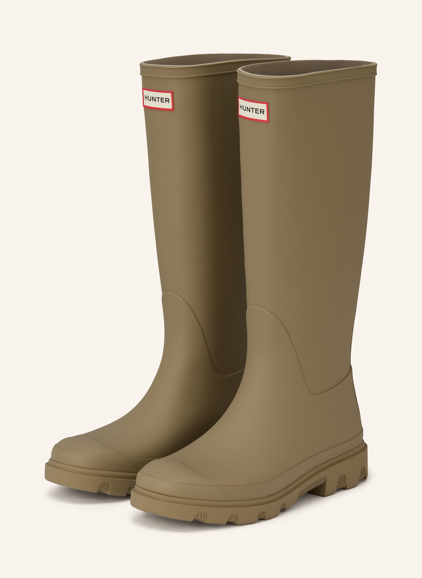 HUNTER DOWNPOUR TALL rubber boots: OLIVE / RED / BLACK
