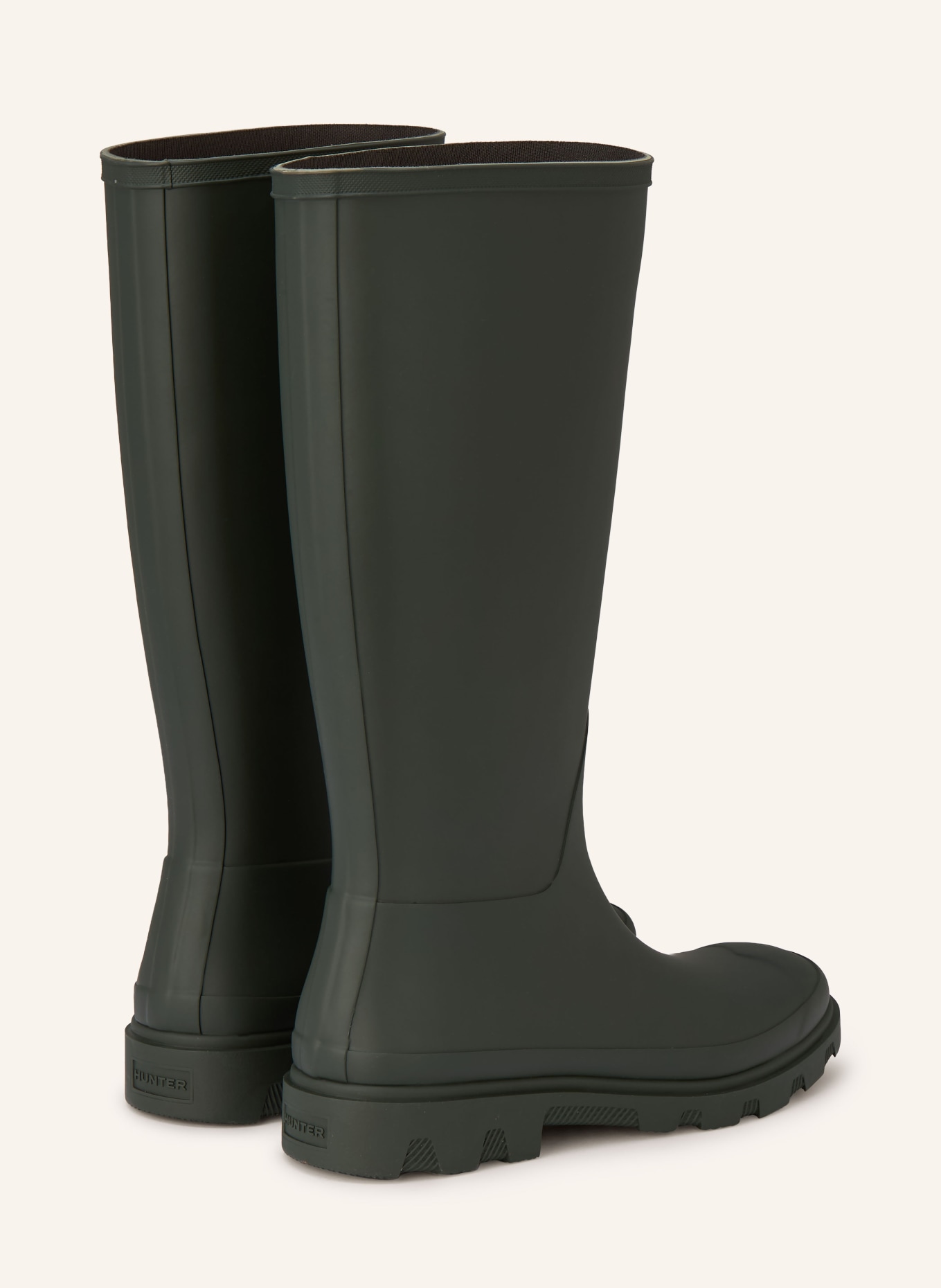 HUNTER Gummistiefel DOWNPOUR TALL: DUNKELGRÜN / ROT / SCHWARZ