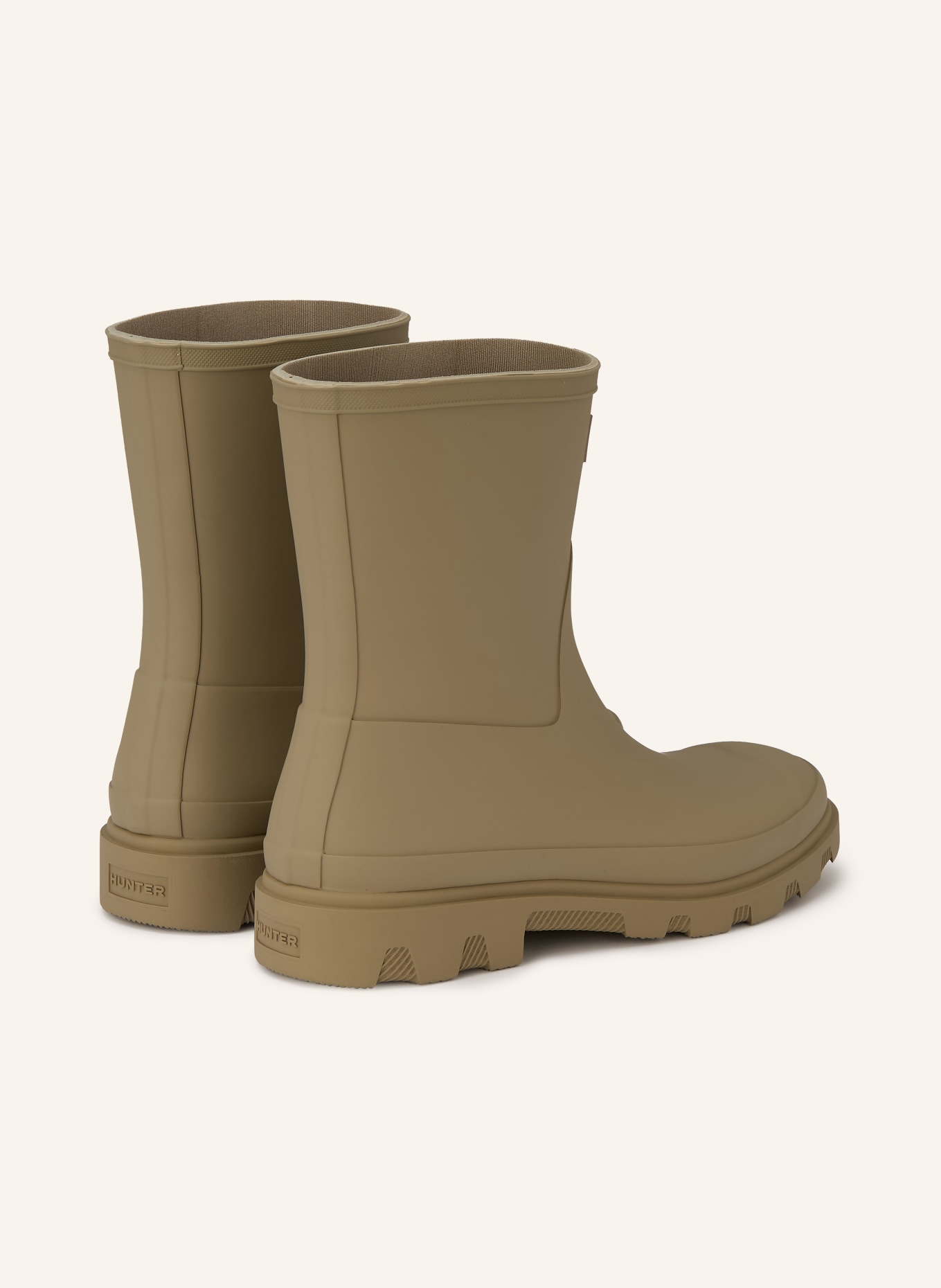 HUNTER Rubber boots DOWNPOUR SHORT: OLIVE / RED / BLACK