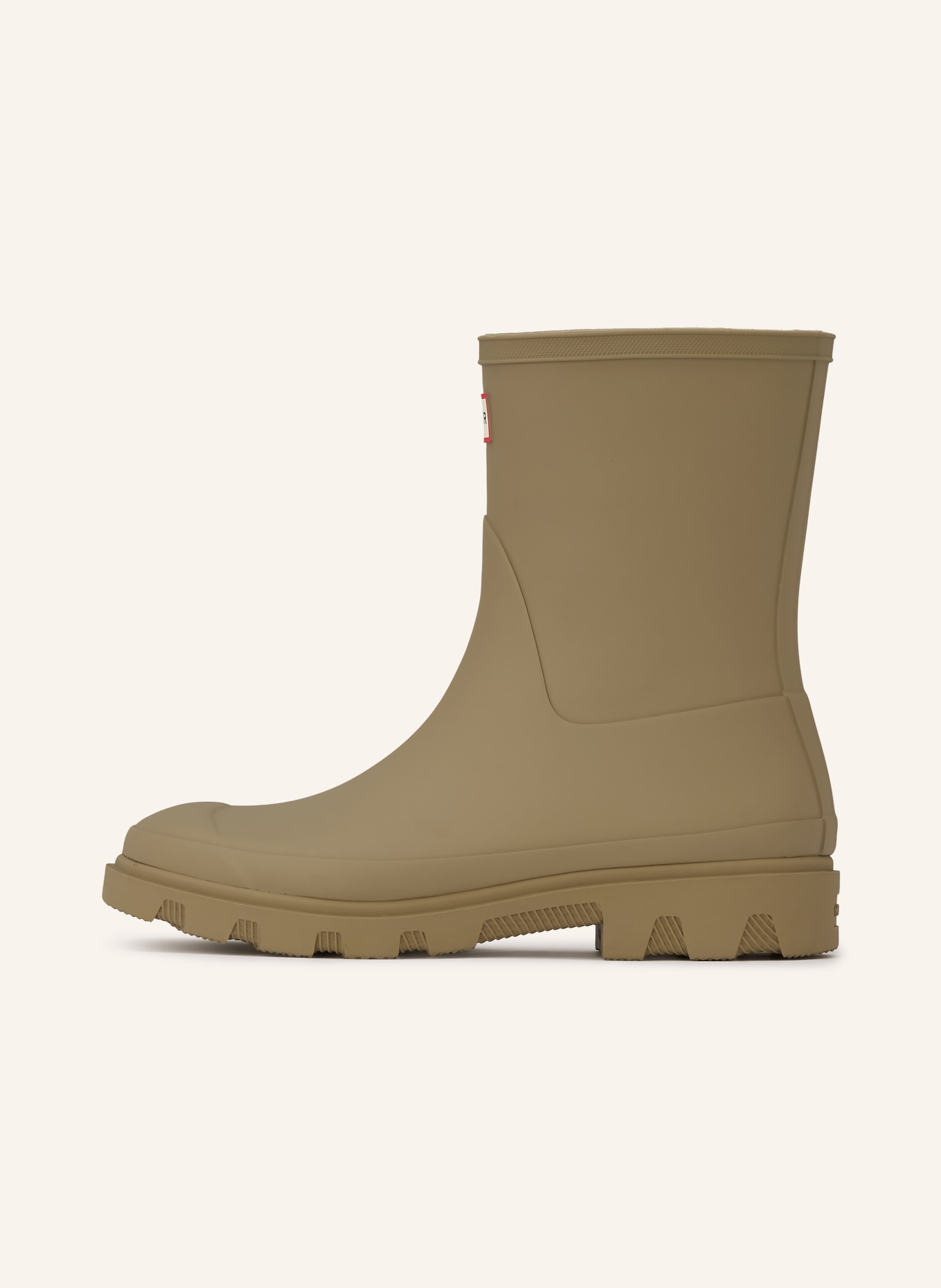 HUNTER Rubber boots DOWNPOUR SHORT: OLIVE / RED / BLACK
