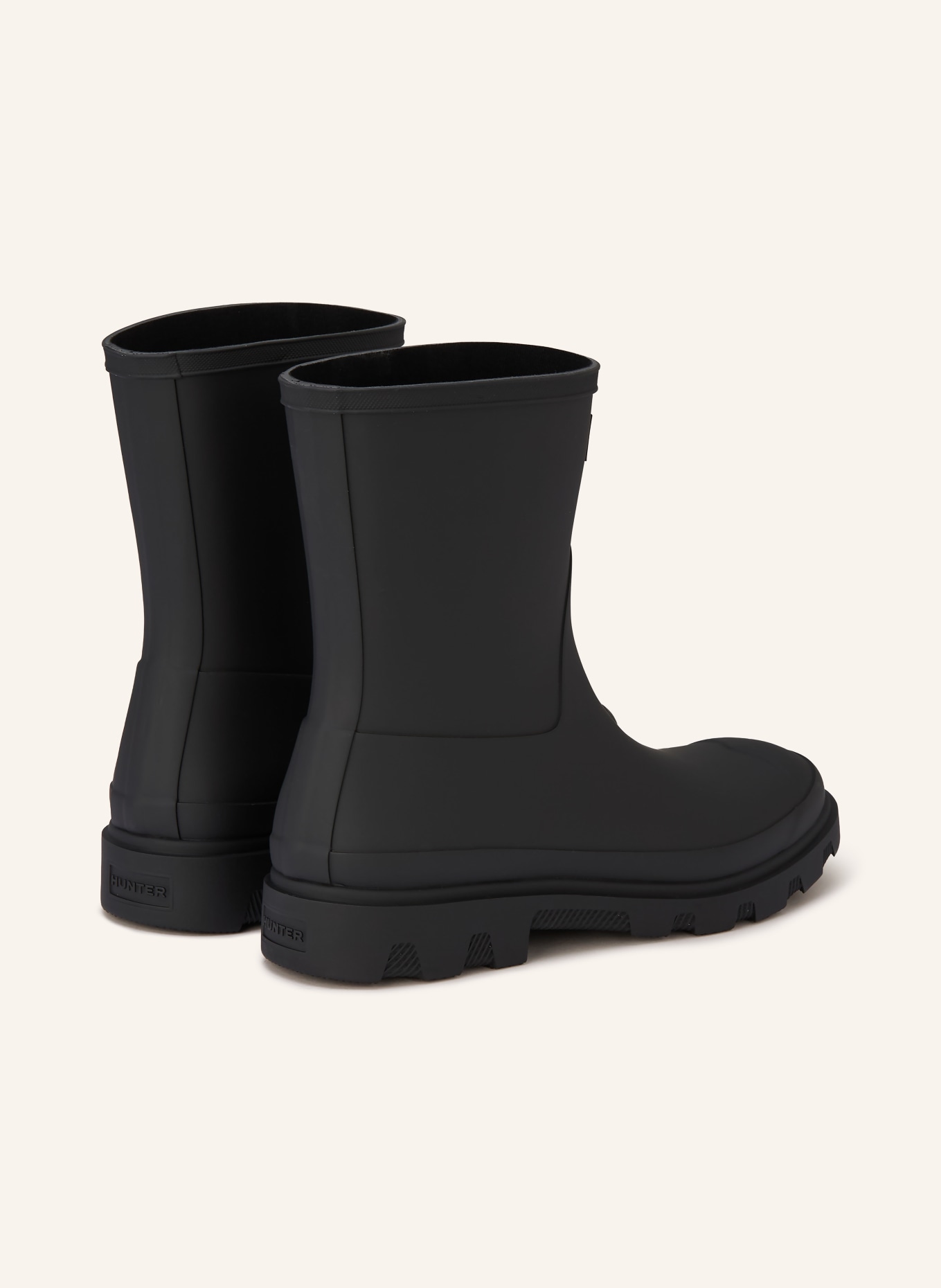 HUNTER Rubber boots DOWNPOUR SHORT: BLACK / CREAM / RED