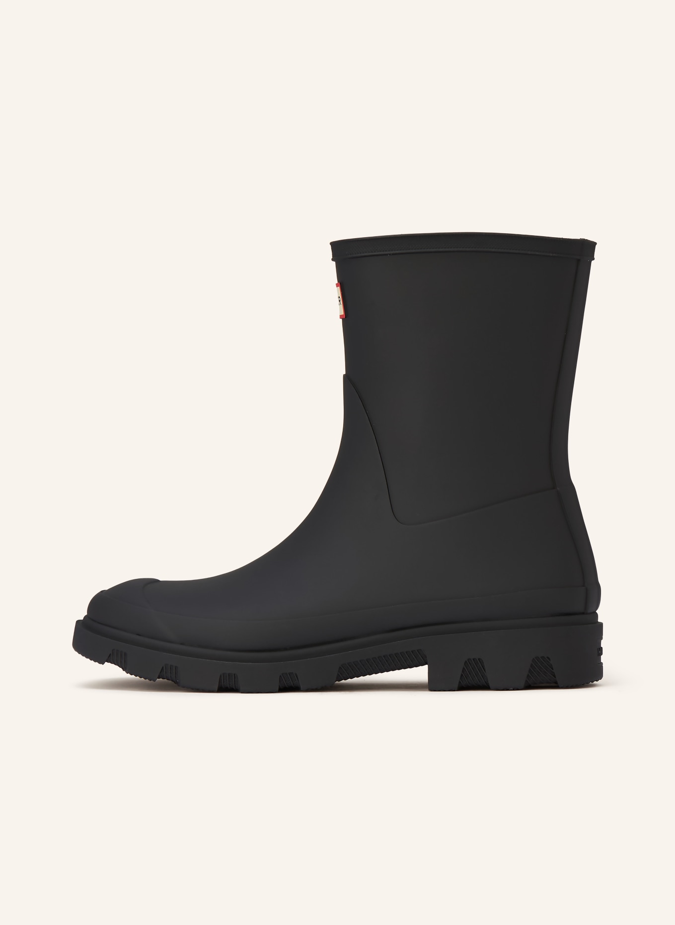 HUNTER Rubber boots DOWNPOUR SHORT: BLACK / CREAM / RED