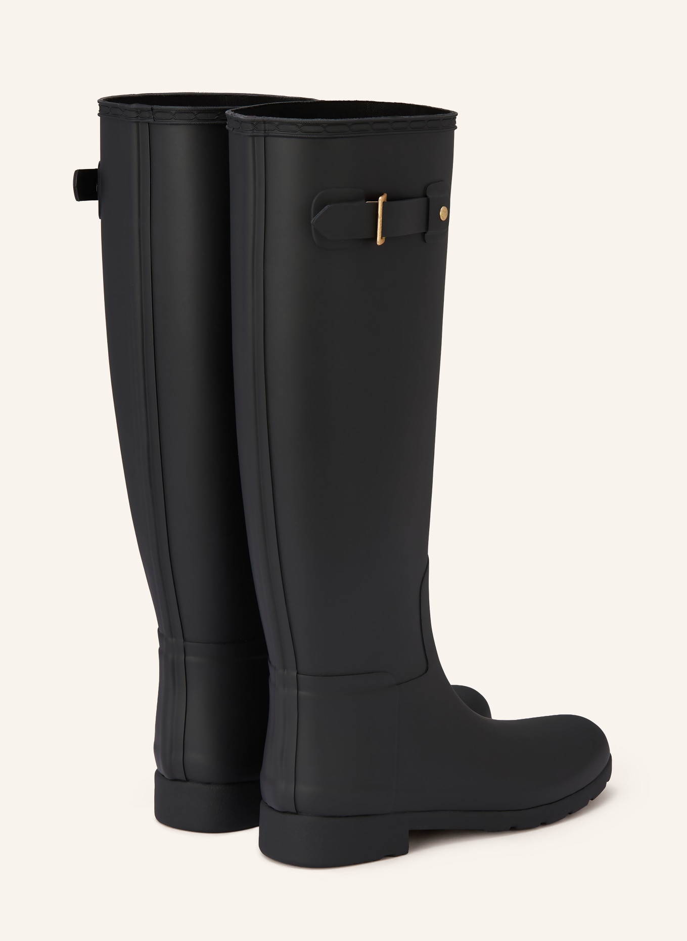 HUNTER REFINED GOLD TRIM TALL rubber boots: BLACK / CREAM / RED