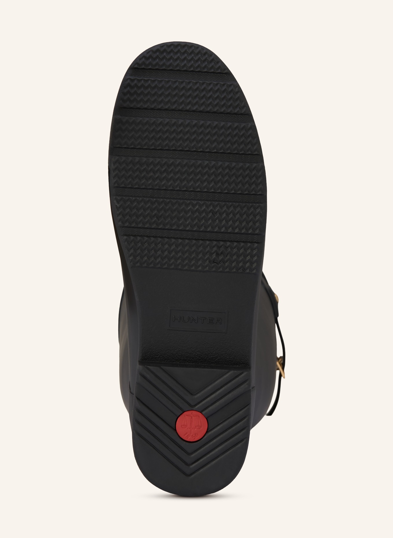 HUNTER REFINED GOLD TRIM TALL rubber boots: BLACK / CREAM / RED