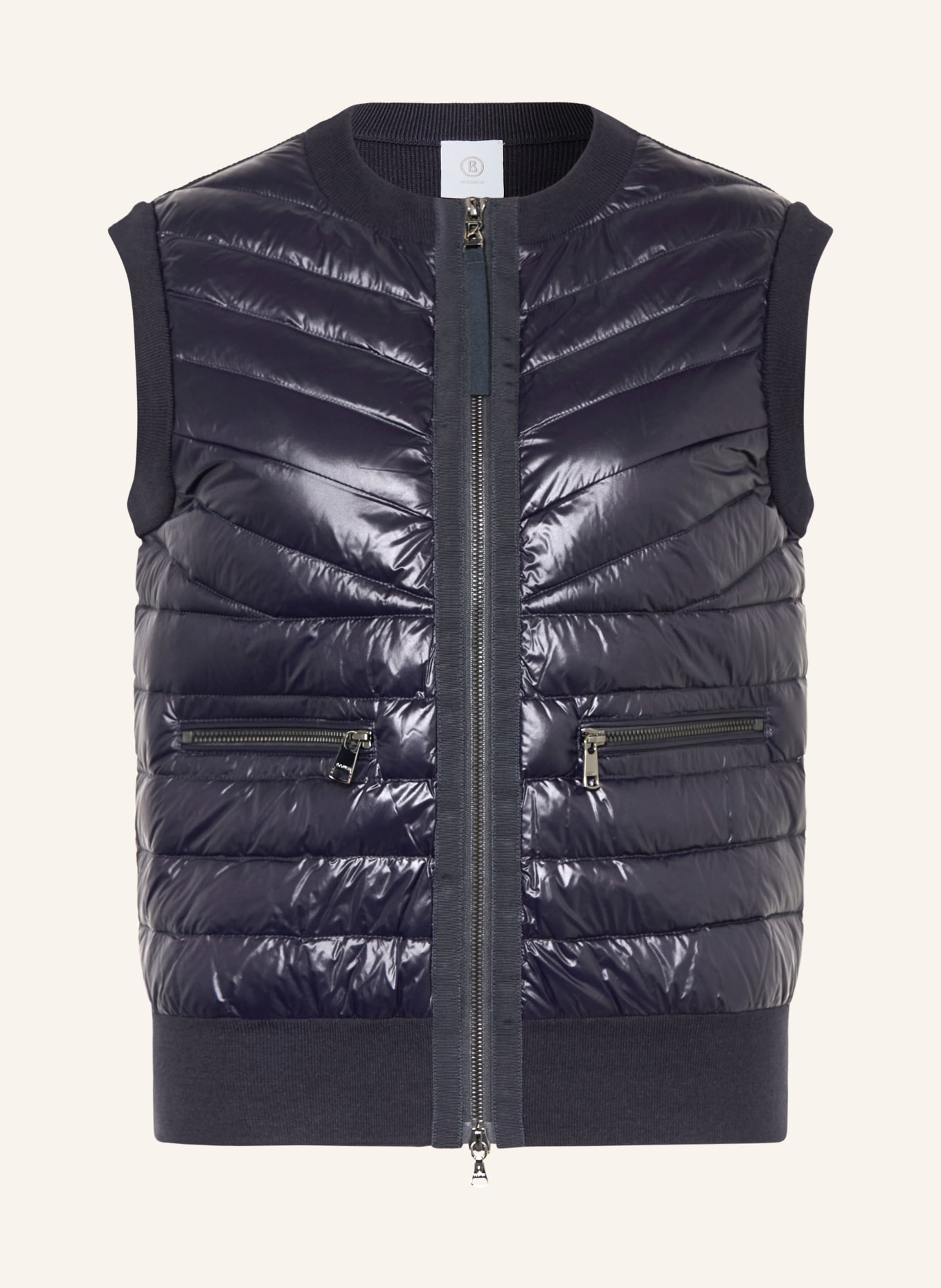 BOGNER Peřová vesta ZIRA z kombinace materiálů: TMAVĚ MODRÁ