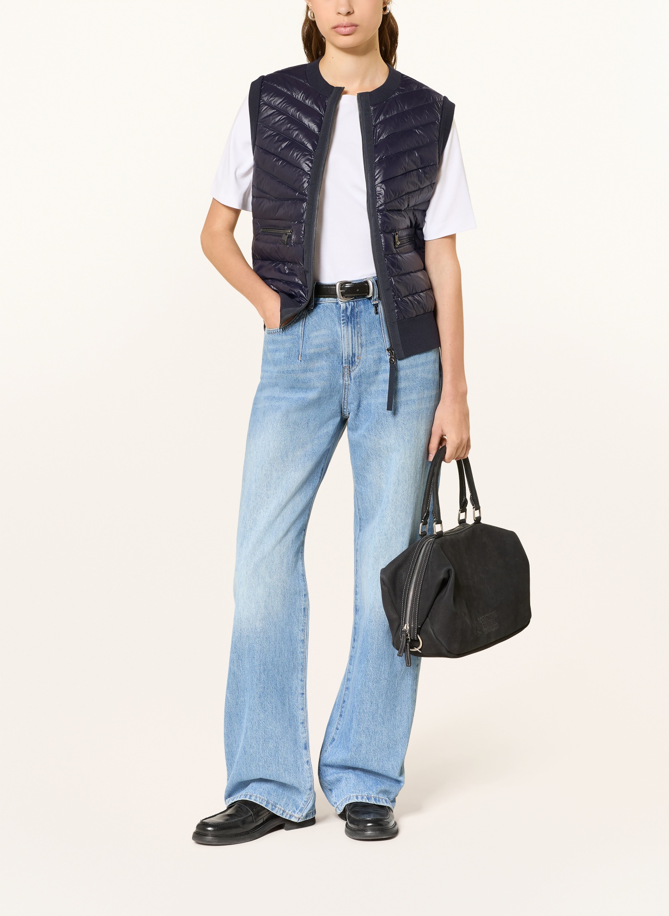 BOGNER Peřová vesta ZIRA z kombinace materiálů: TMAVĚ MODRÁ