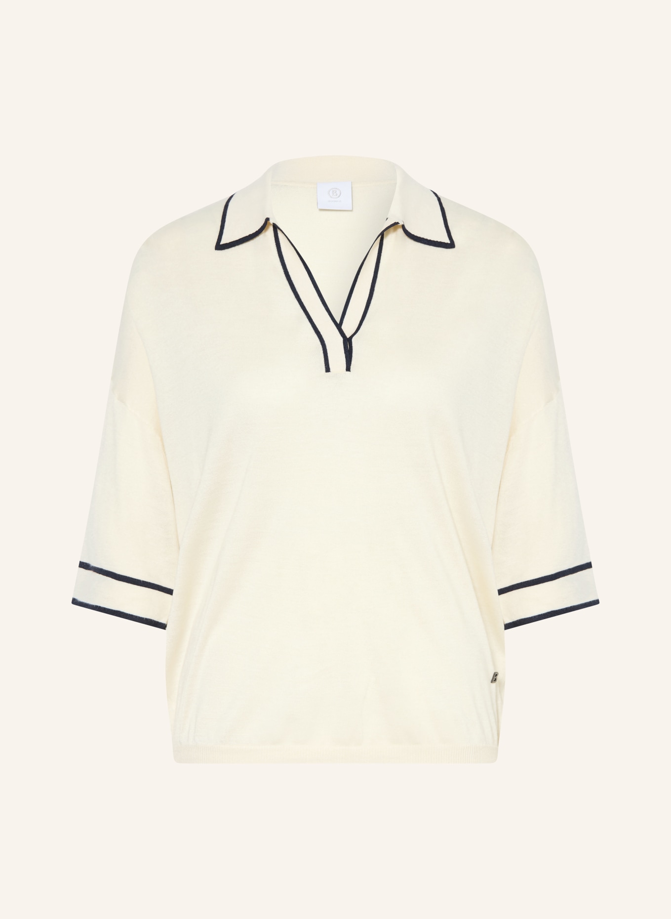 BOGNER Pletené polo tričko PARIS z hedvábí: REŽNÁ / TMAVĚ MODRÁ