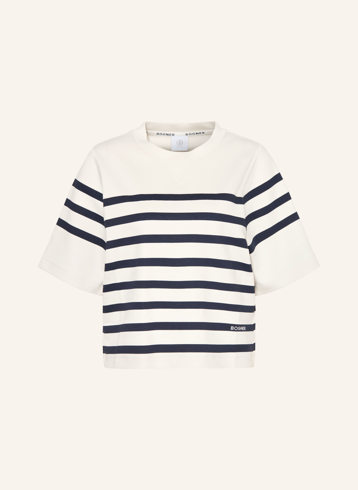 BOGNER Oversized tričko STACEY: KRÉMOVÁ / TMAVĚ MODRÁ