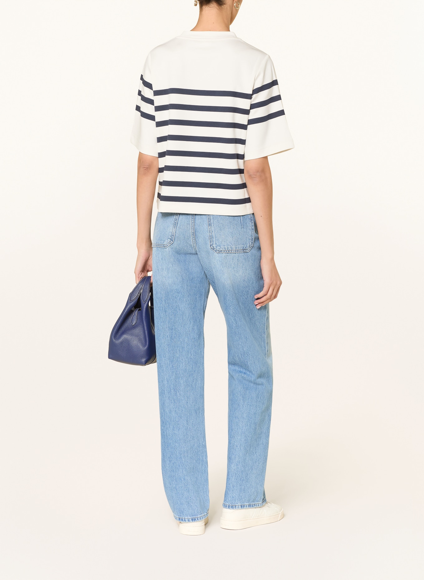 BOGNER Oversized tričko STACEY: KRÉMOVÁ / TMAVĚ MODRÁ