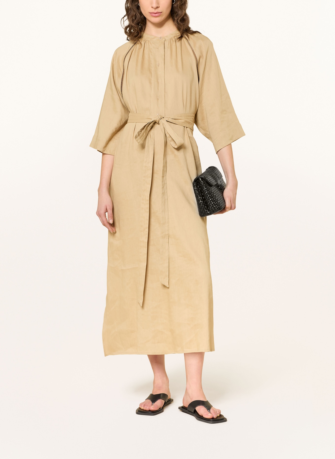 BOGNER Kleid CATELYN mit Leinen und 3/4-Arm: HELLBRAUN