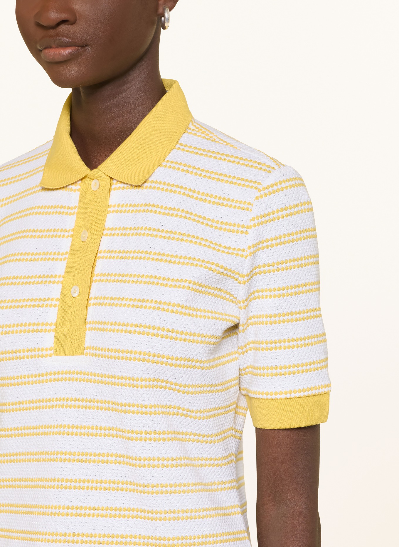 BOGNER Pletené polo tričko: ŽLUTÁ / BÍLÁ