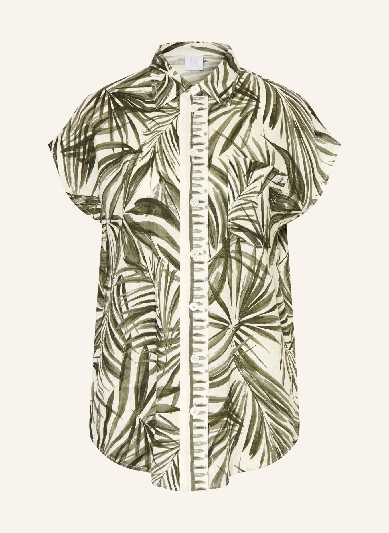 BOGNER Hemdbluse CHARLET aus Leinen: GRÜN / ECRU / DUNKELGRÜN