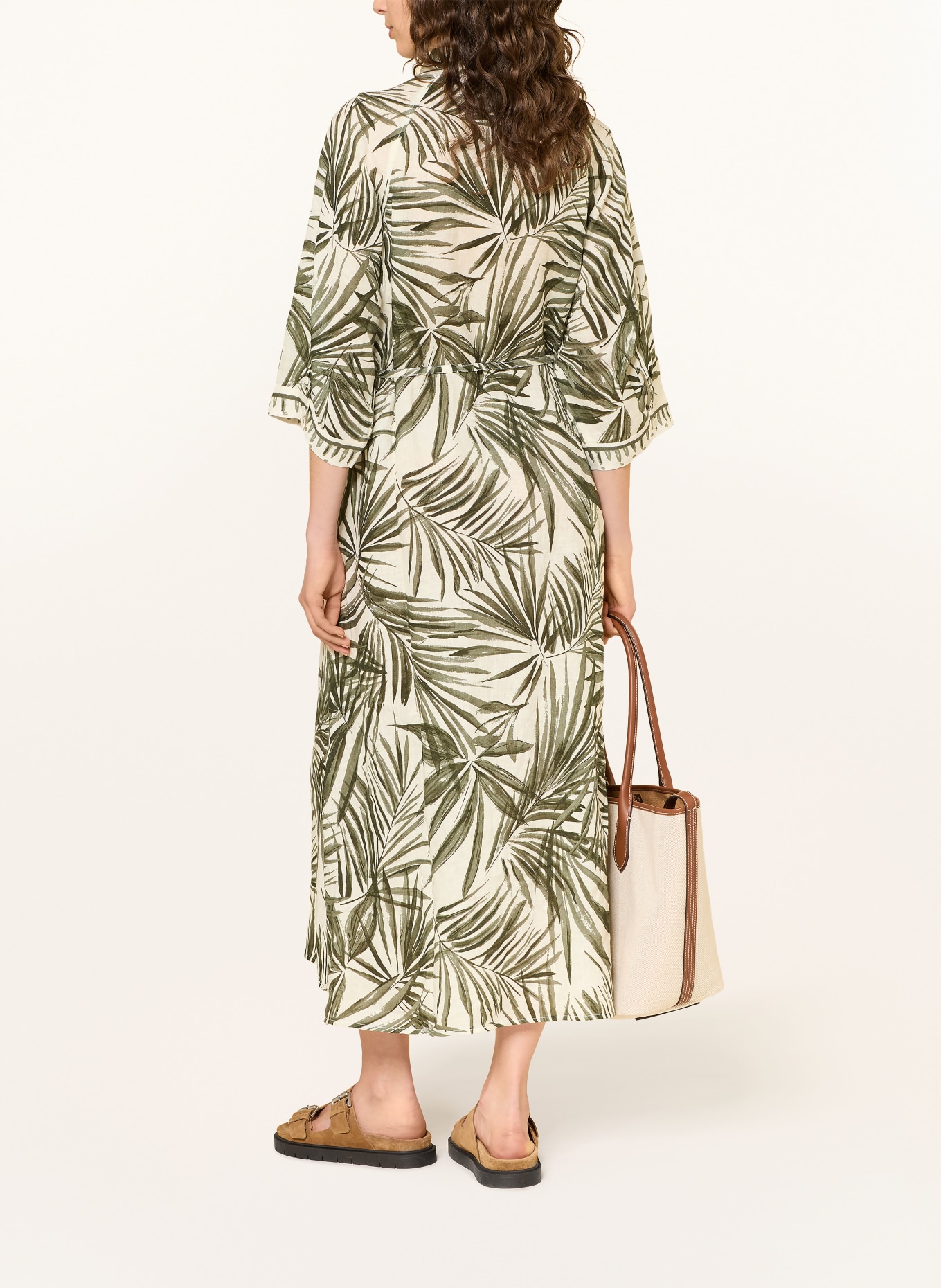 BOGNER Robe chemise CATELYN en lin à manches 3/4: GROEN / ÉCRU / VERT