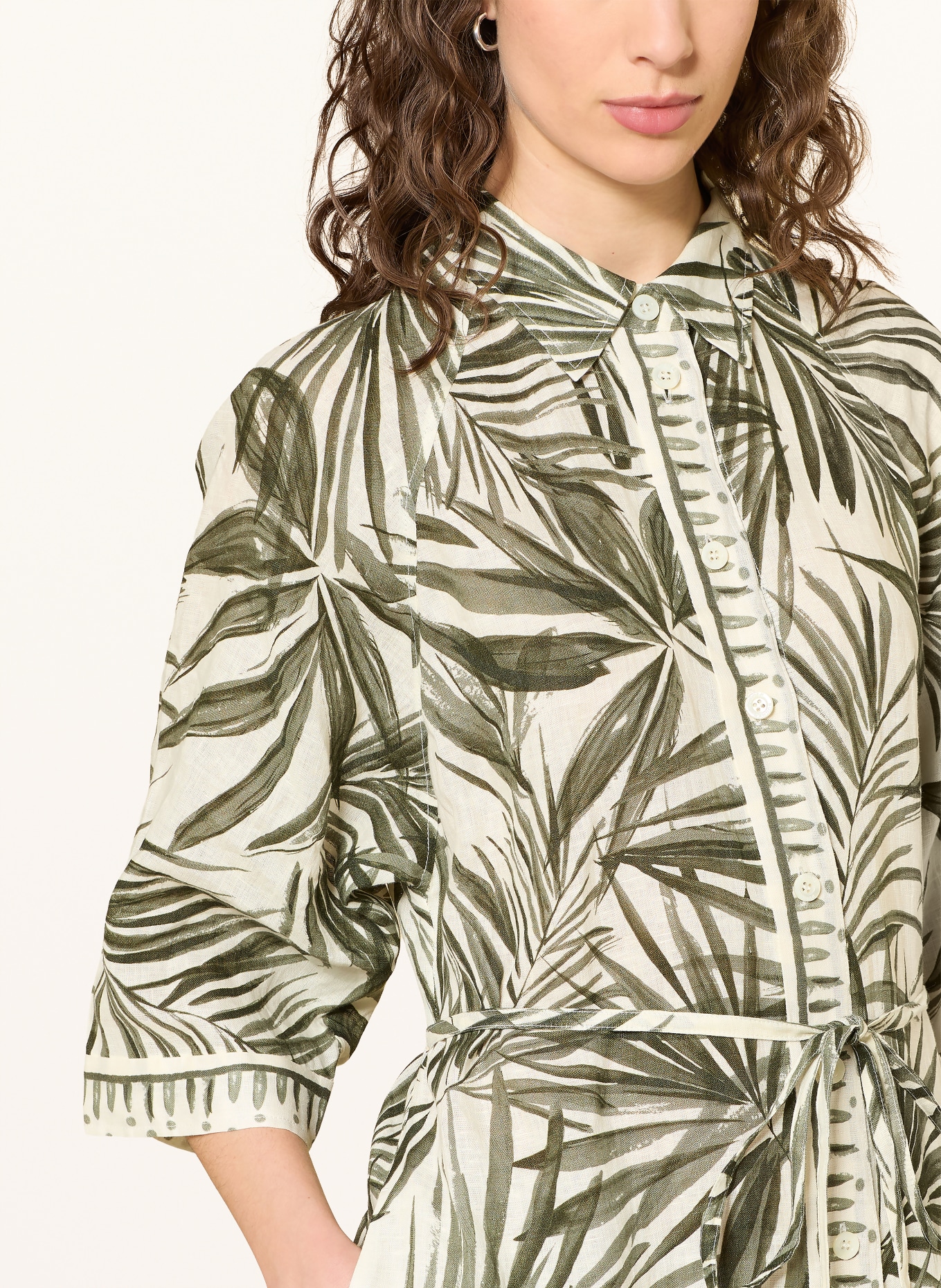 BOGNER Robe chemise CATELYN en lin à manches 3/4: GROEN / ÉCRU / VERT