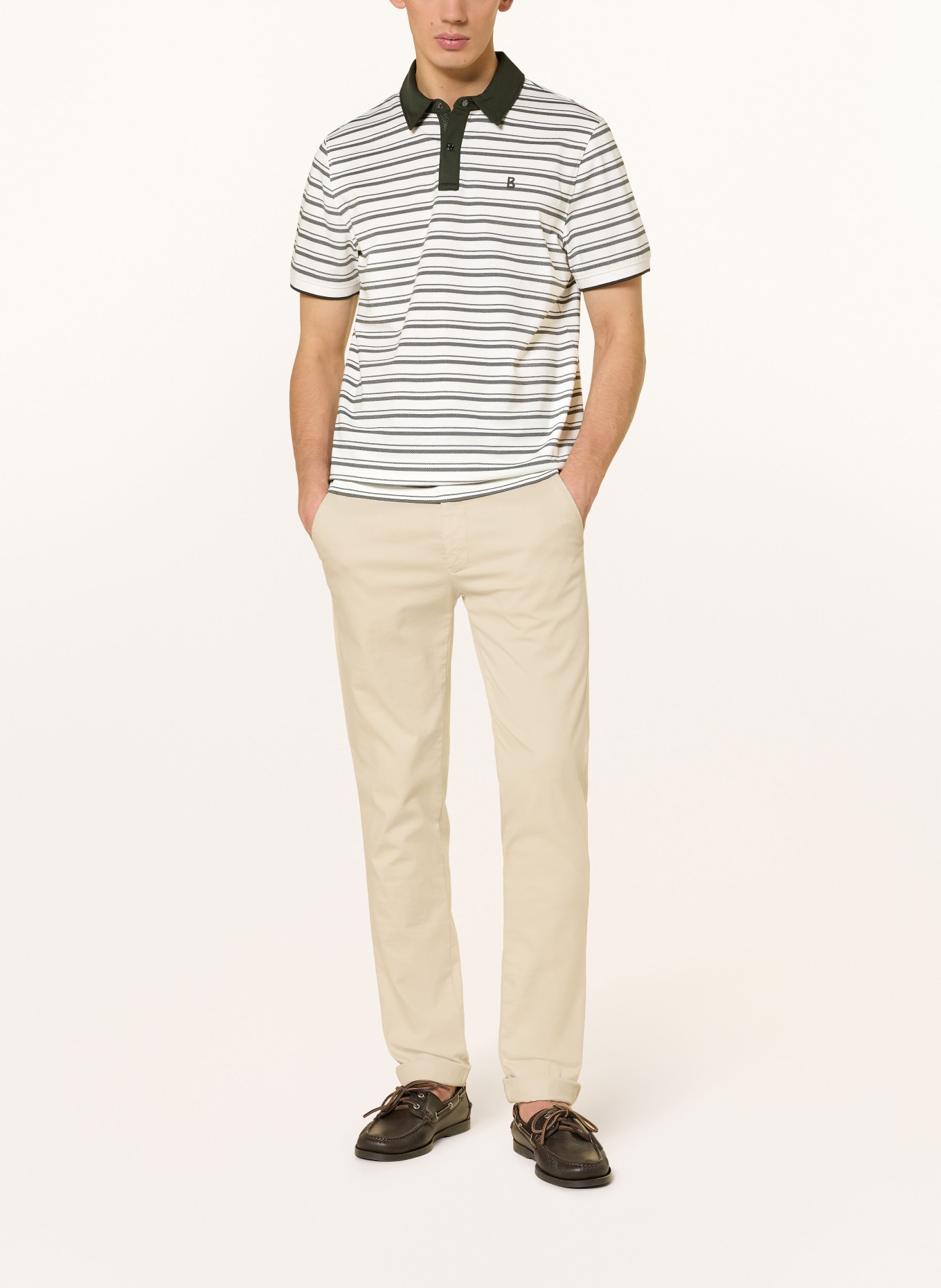 BOGNER Piqué-Poloshirt TIMO Regular Fit: CREME / DUNKELGRÜN
