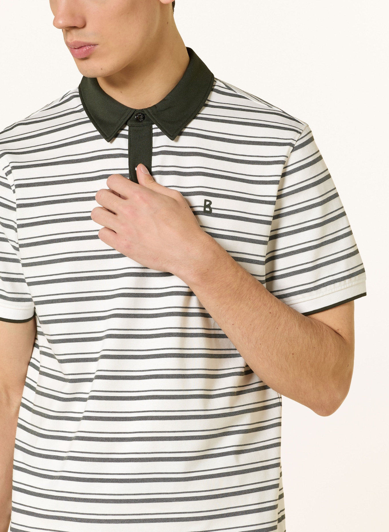 BOGNER Piqué-Poloshirt TIMO Regular Fit: CREME / DUNKELGRÜN