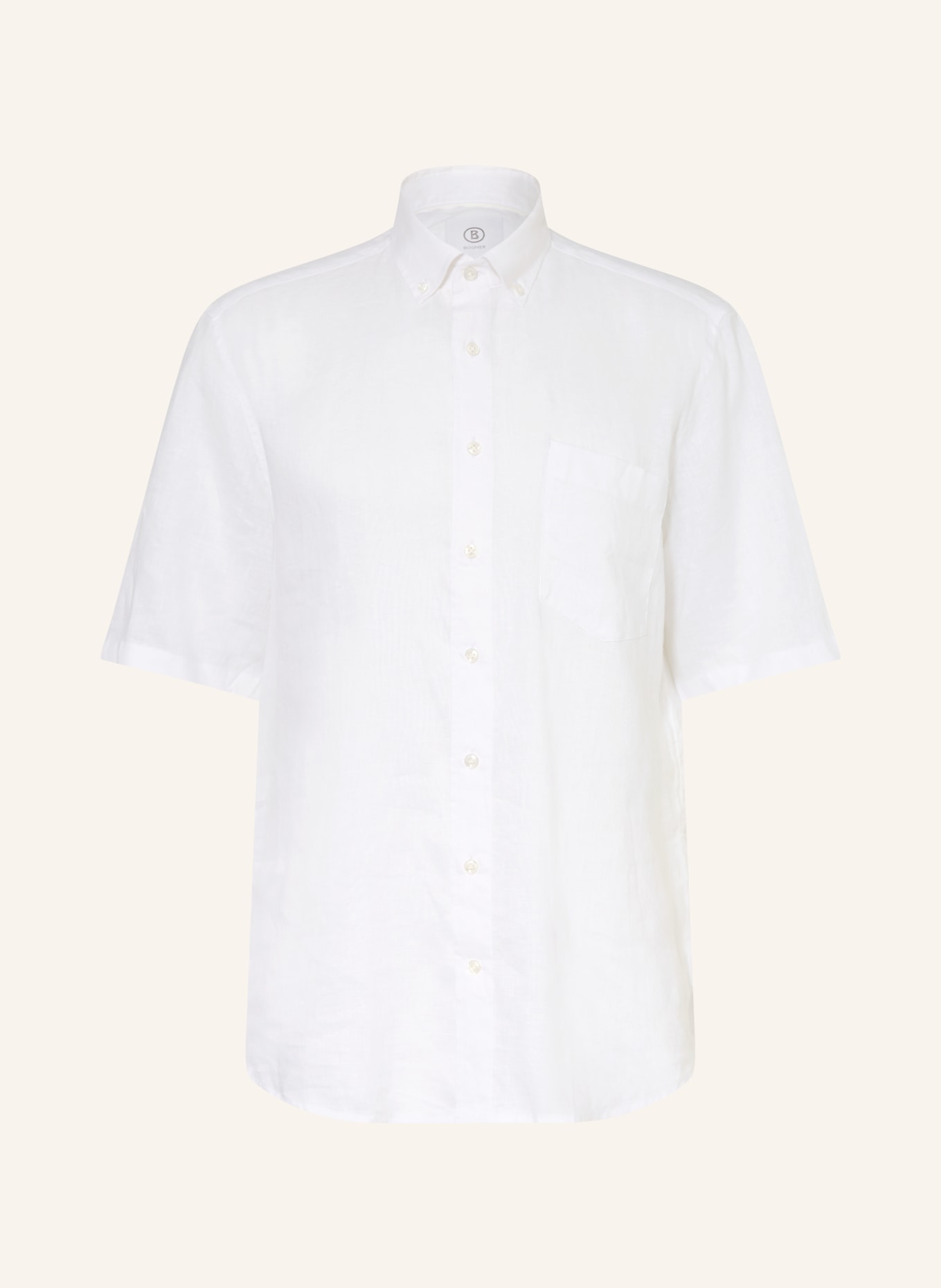 BOGNER Kurzarm-Hemd LYKOS-5 Comfort Fit aus Leinen: WEISS