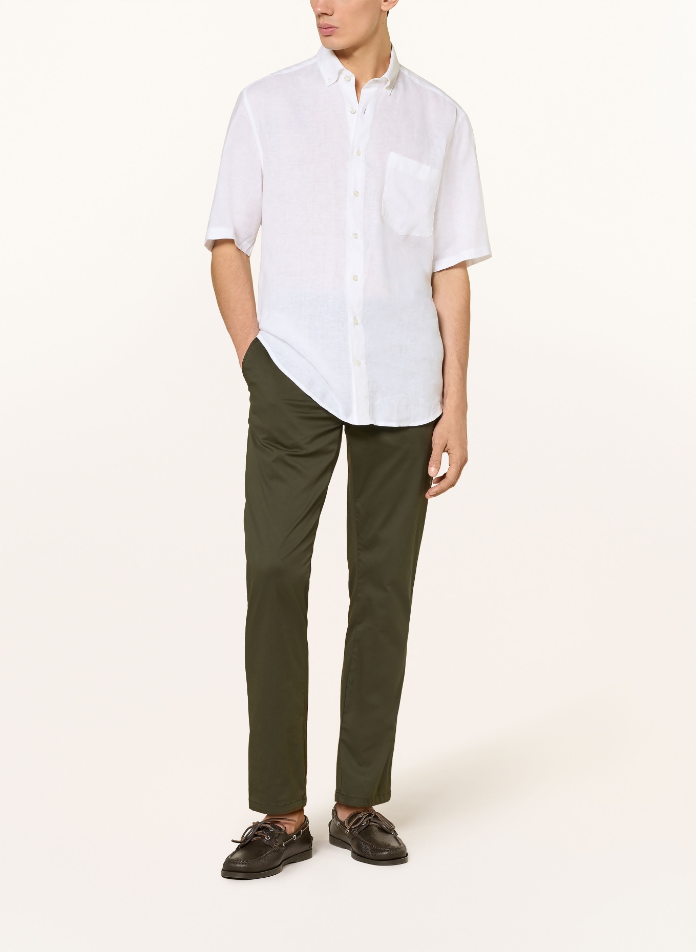 BOGNER Kurzarm-Hemd LYKOS-5 Comfort Fit aus Leinen: WEISS