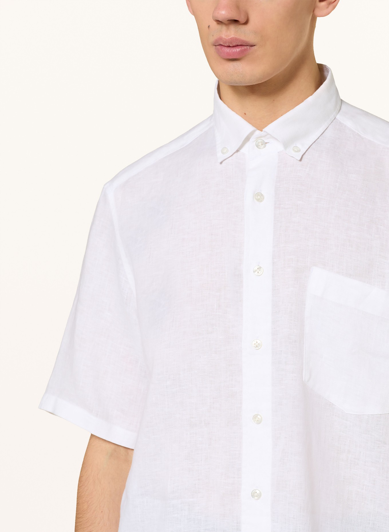 BOGNER Kurzarm-Hemd LYKOS-5 Comfort Fit aus Leinen: WEISS