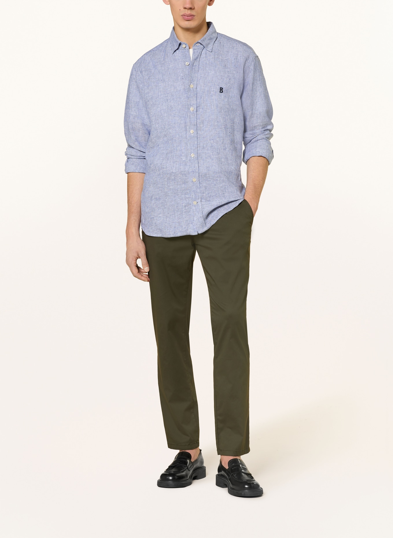 BOGNER Leinenhemd TIMI Regular Fit: BLAU / WEISS