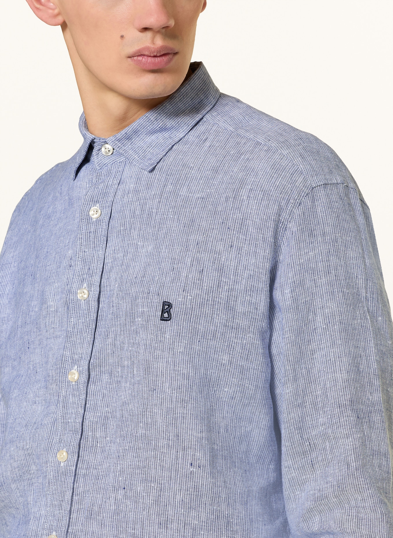 BOGNER Leinenhemd TIMI Regular Fit: BLAU / WEISS