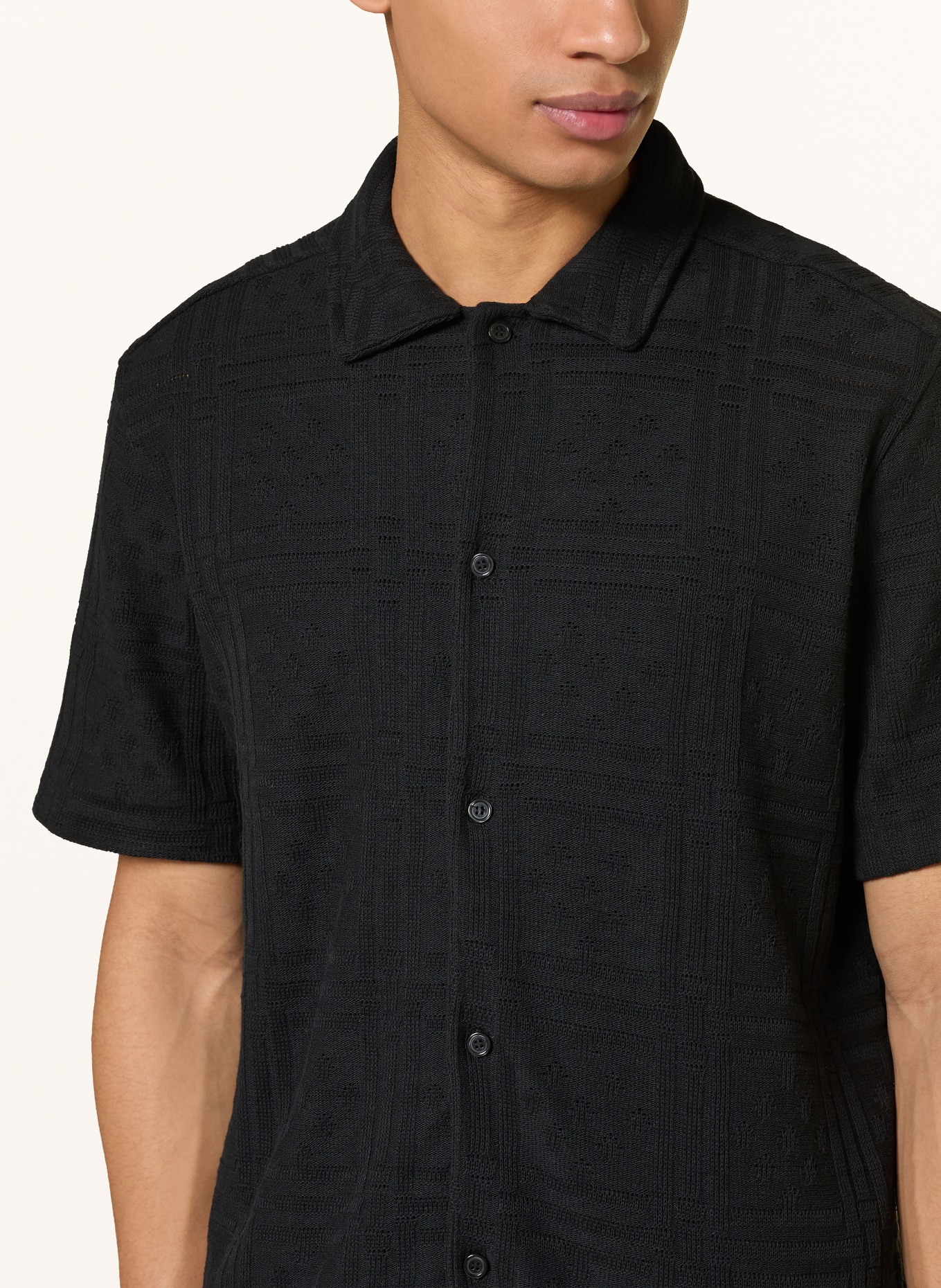 LES DEUX Strickhemd HECTOR Loose Fit: SCHWARZ