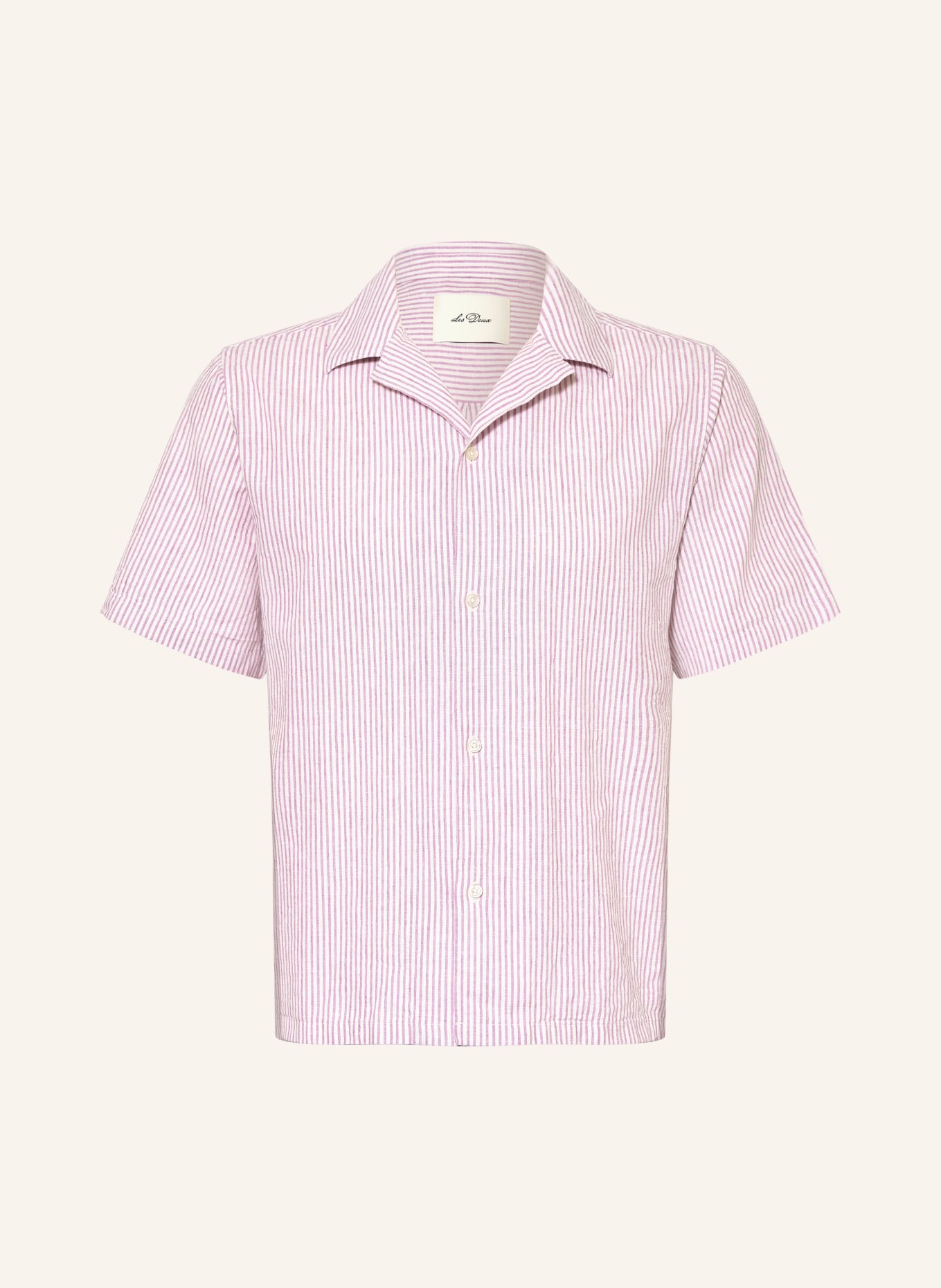 LES DEUX Resorthemd LUKAS Regular Fit mit Leinen: HELLLILA / WEISS