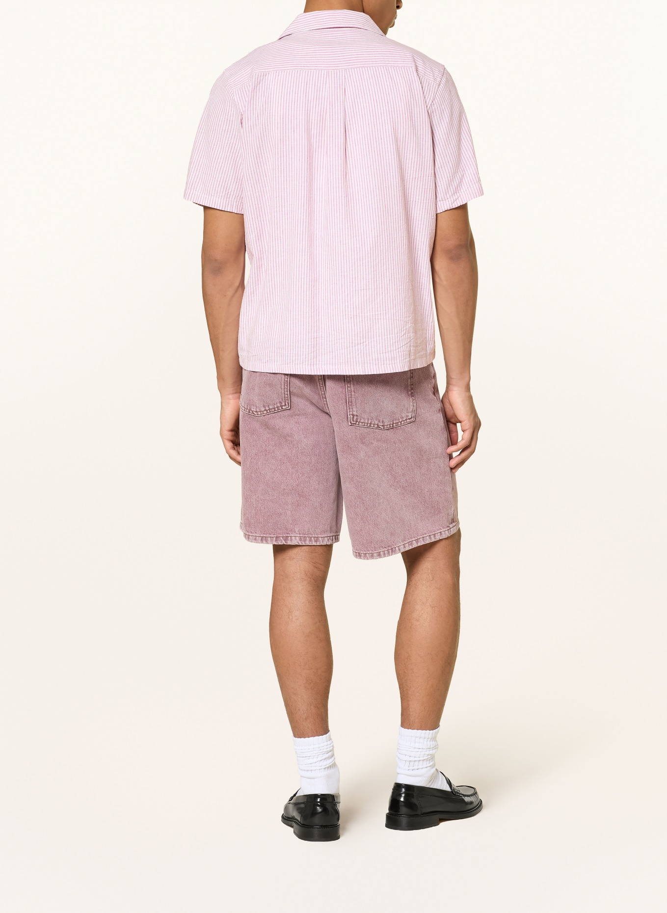 LES DEUX Resorthemd LUKAS Regular Fit mit Leinen: HELLLILA / WEISS