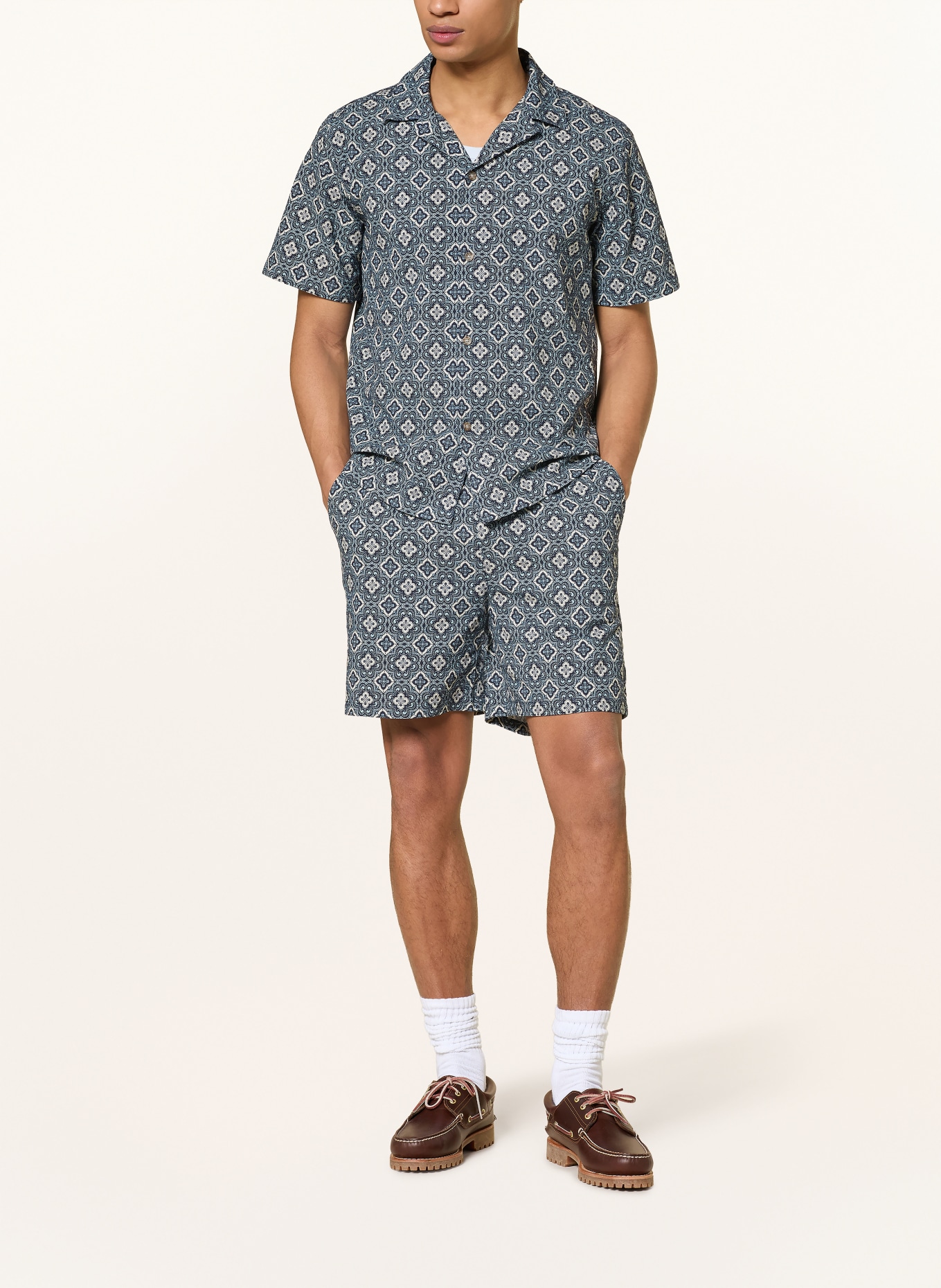 LES DEUX Koszula resortowa LUKAS Regular Fit: GRANATOWY / ECRU / SZARONIEBIESKI