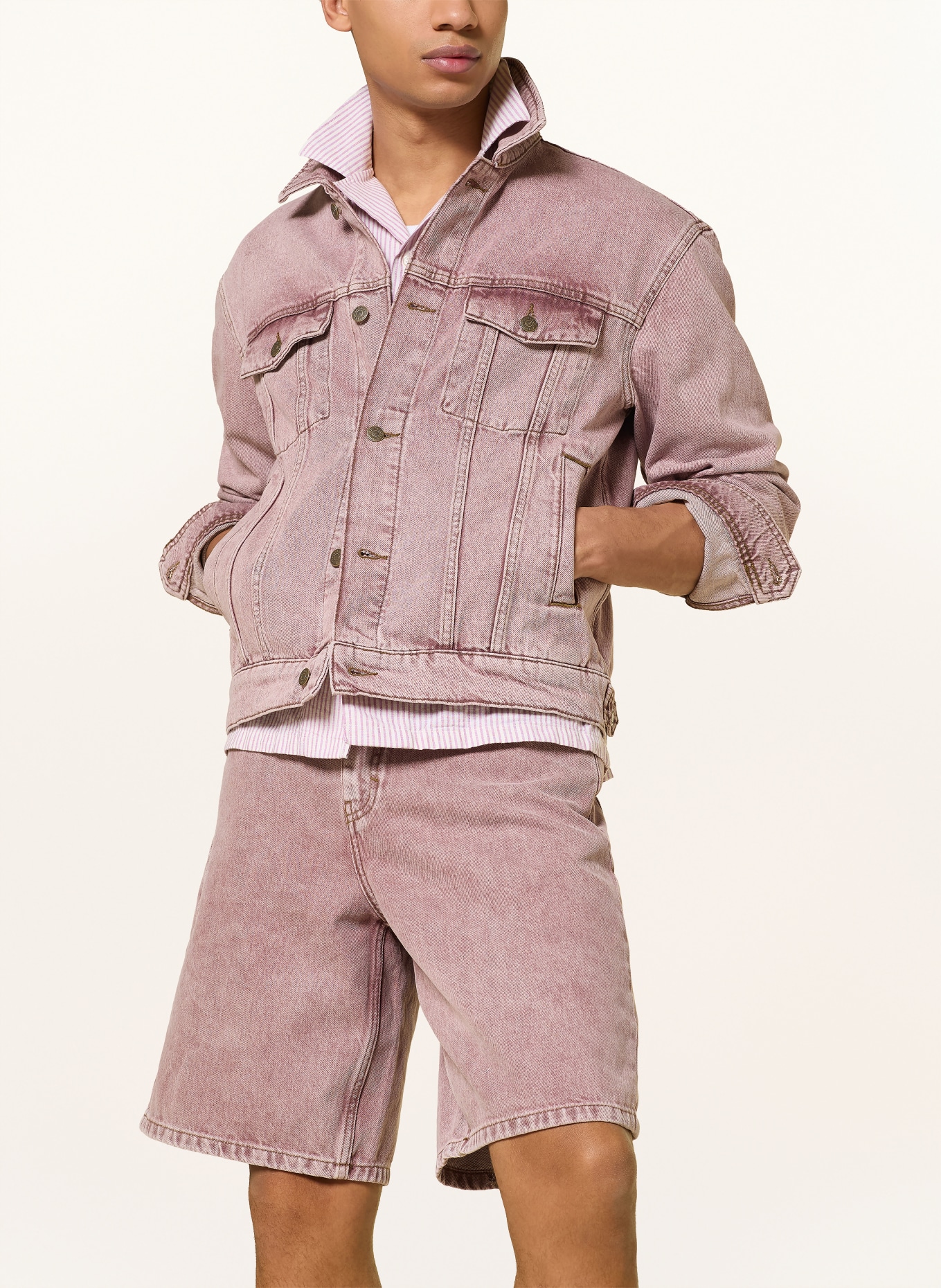 LES DEUX Jeansjas RALLY: 643 LIGHT PINK DENIM WASH