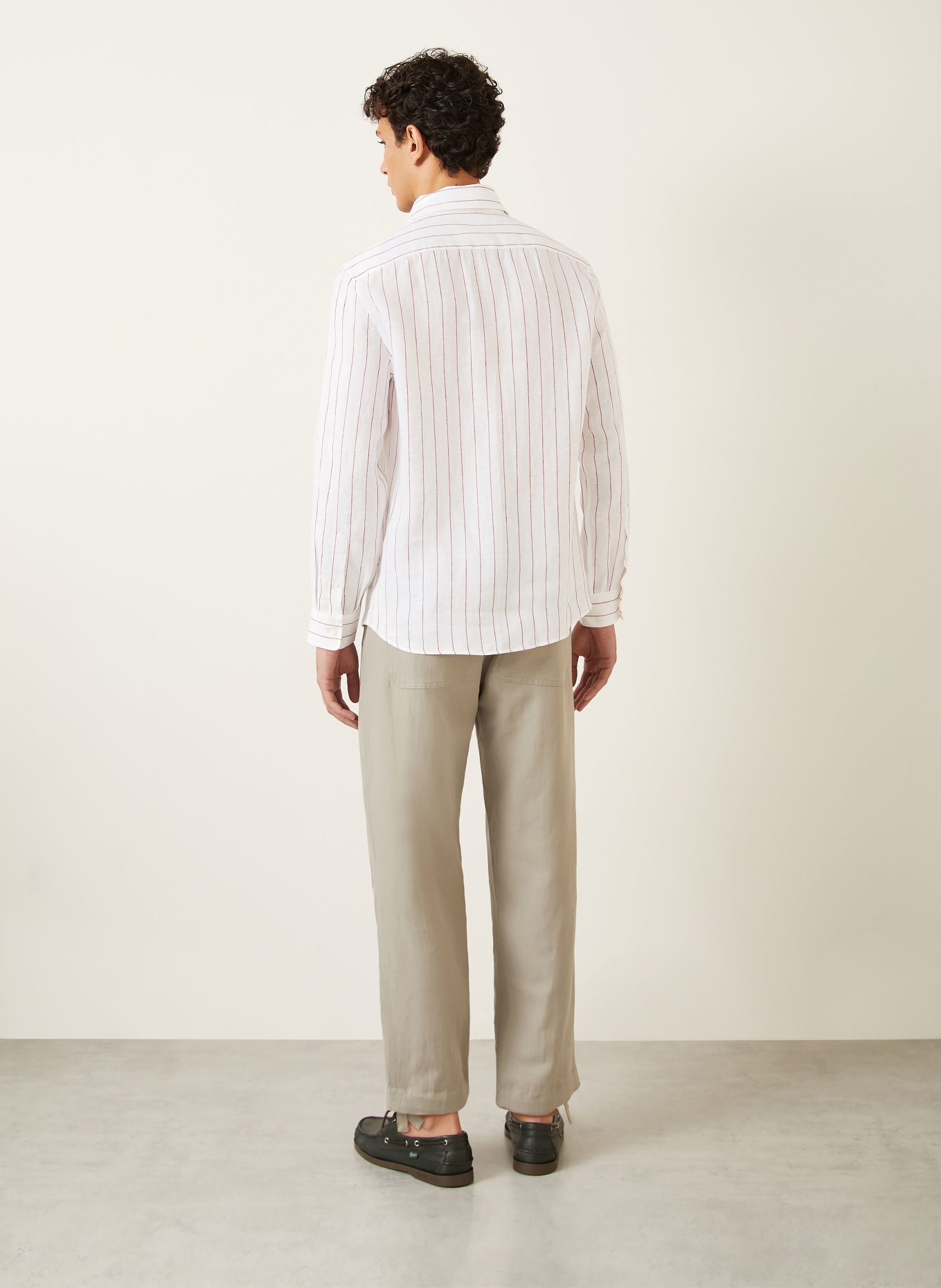 BRUNELLO CUCINELLI Leinenhemd Regular Fit: WEISS / DUNKELROT