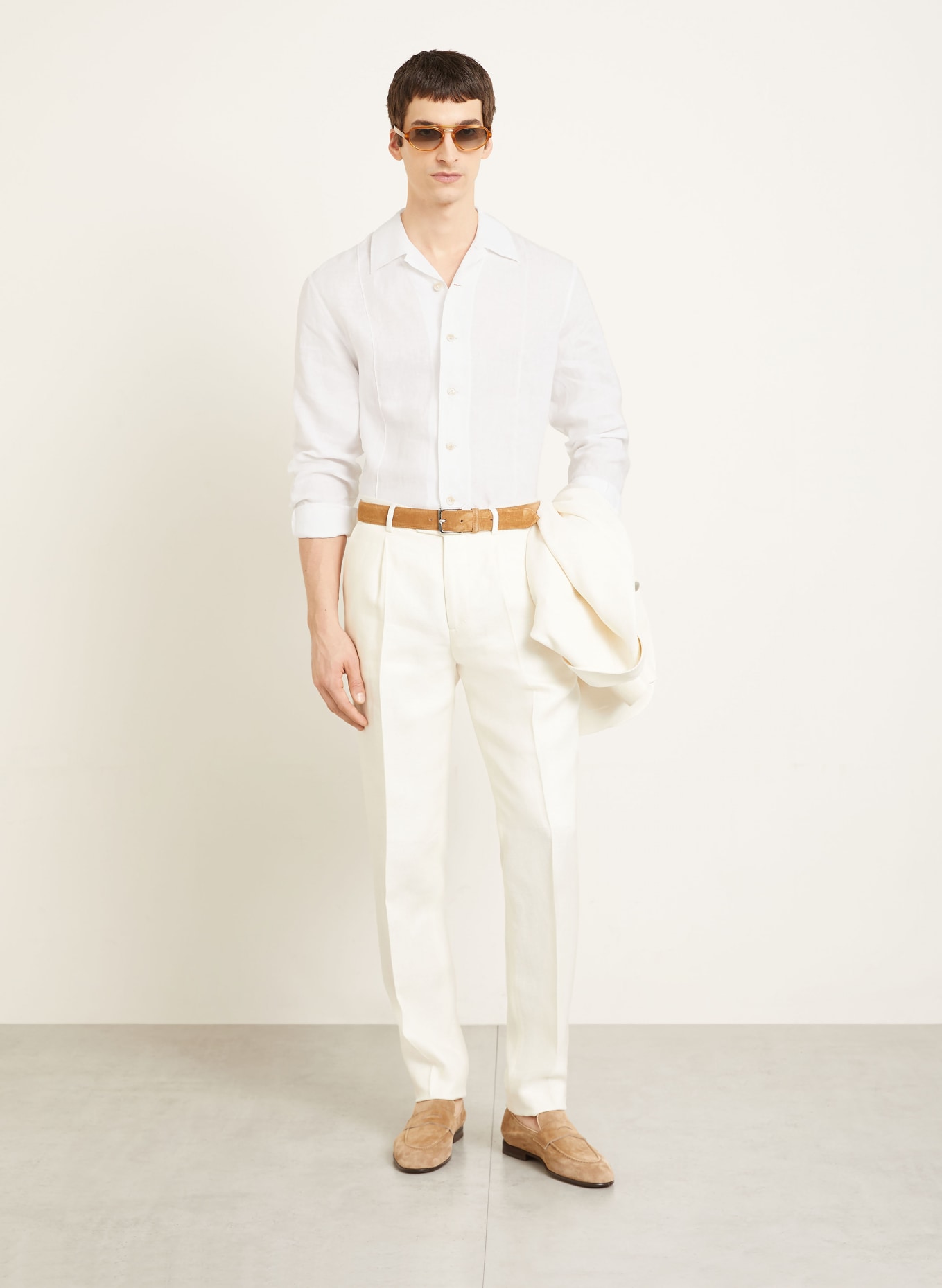 BRUNELLO CUCINELLI Comfort Fit linen shirt: WHITE