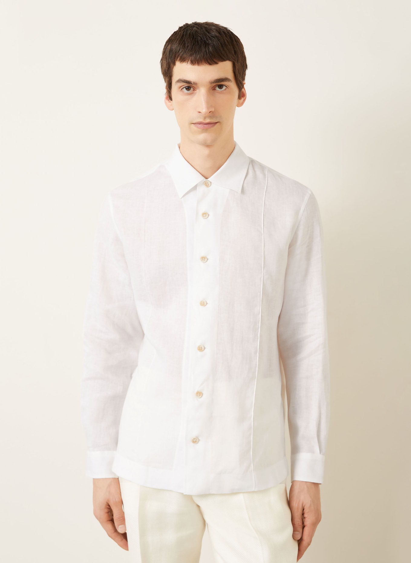 BRUNELLO CUCINELLI Comfort Fit linen shirt: WHITE