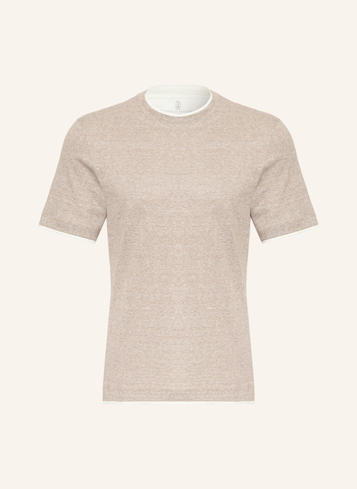BRUNELLO CUCINELLI T-shirt with linen: BEIGE / WHITE